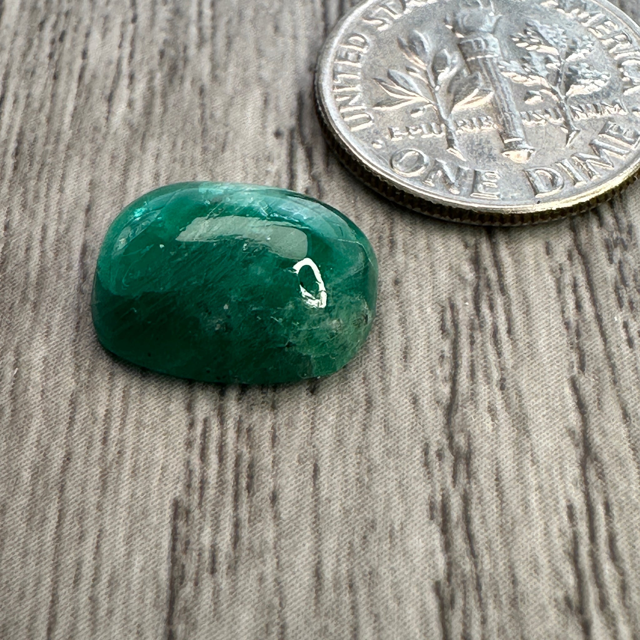 Tanzanian Emerald Cabochon, 4.97ct, NO OIL, Untreated Unheated