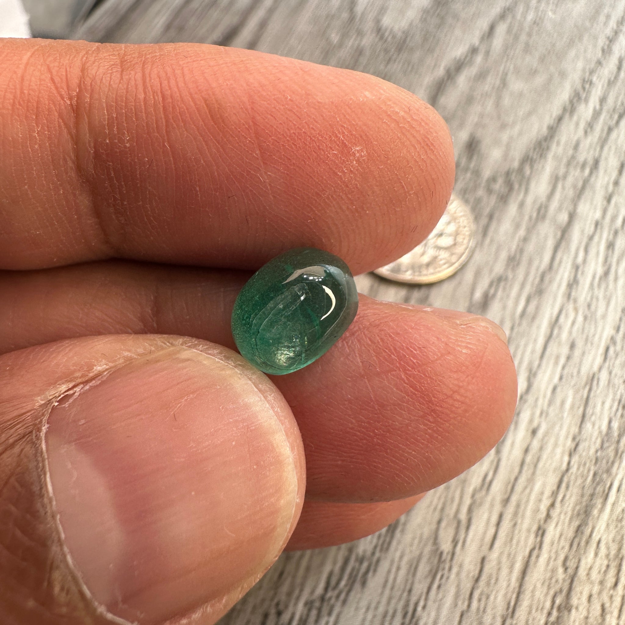 Emerald, 1.99ct, Tanzania, No Oil, Untreated Unheated. Internal fracture that would have normally been hidden with oil