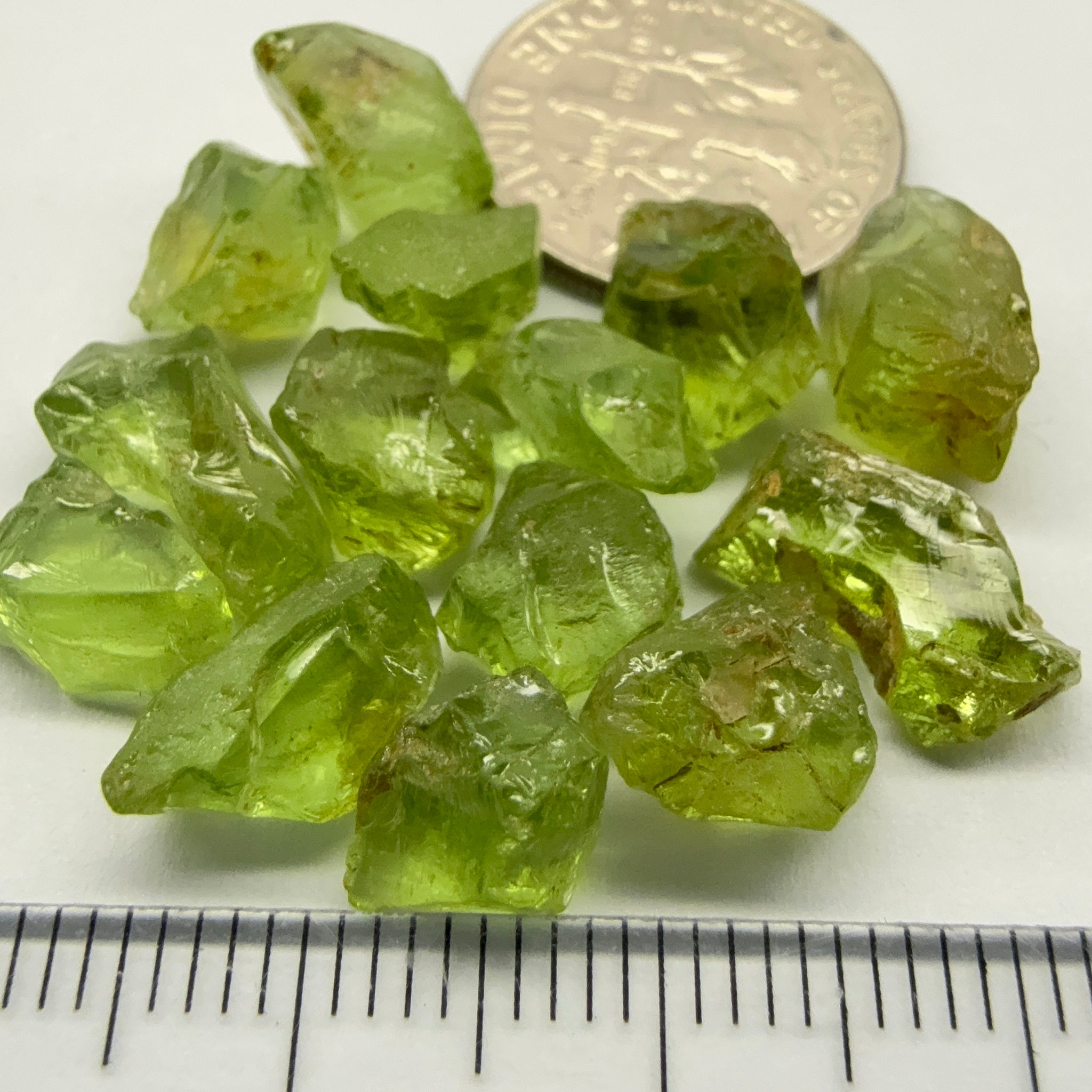 GoGo Peridot Lot, 37.06ct, Mined by the Wa GoGo tribe in Tanzania, Untreated Unheated, Bright Apple Green, 2.06ct-3.06ct, 14pcs, vs-si