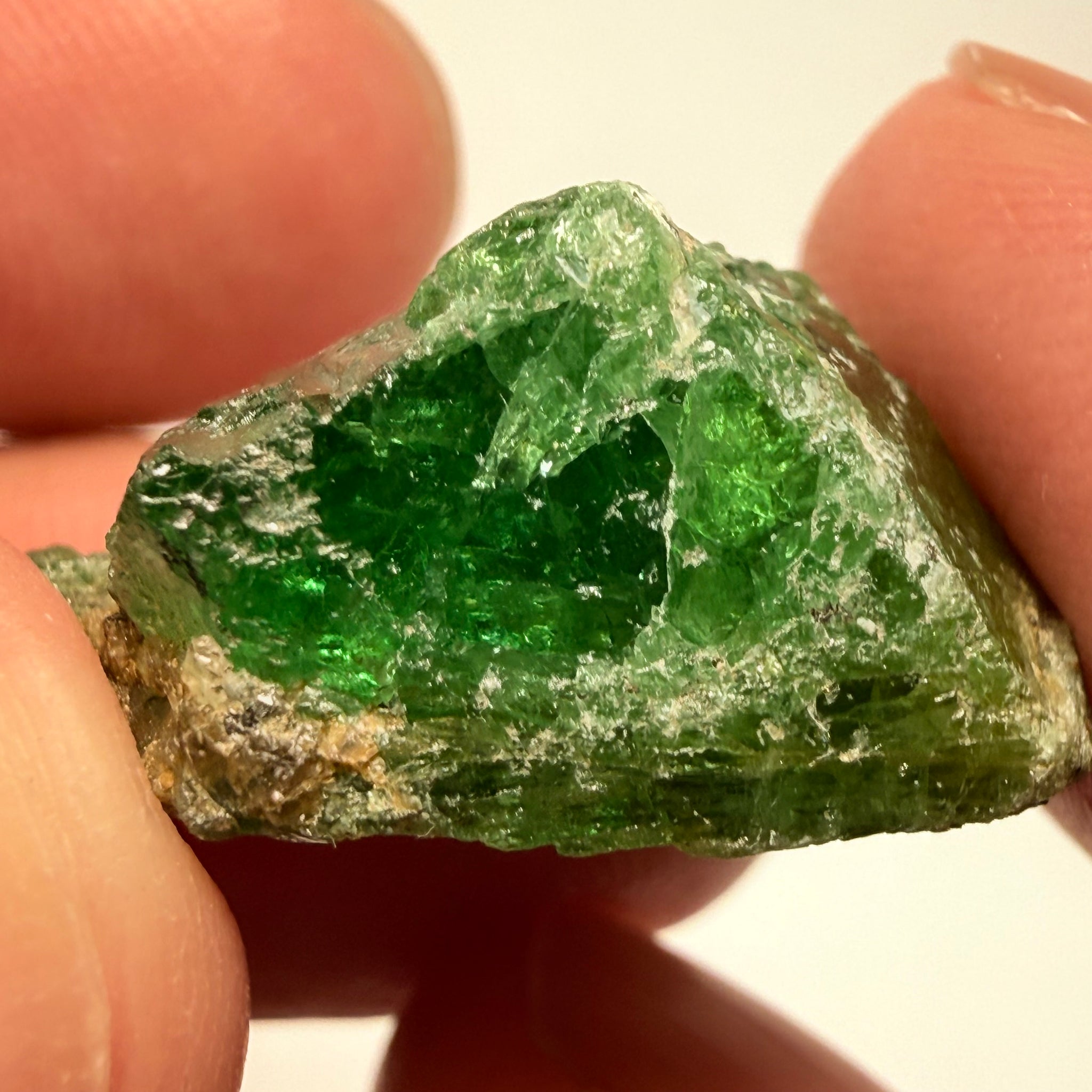 Tsavorite Garnet Crystal on matrix, 35.50ct, Merelani, Tanzania, Untreated Unheated