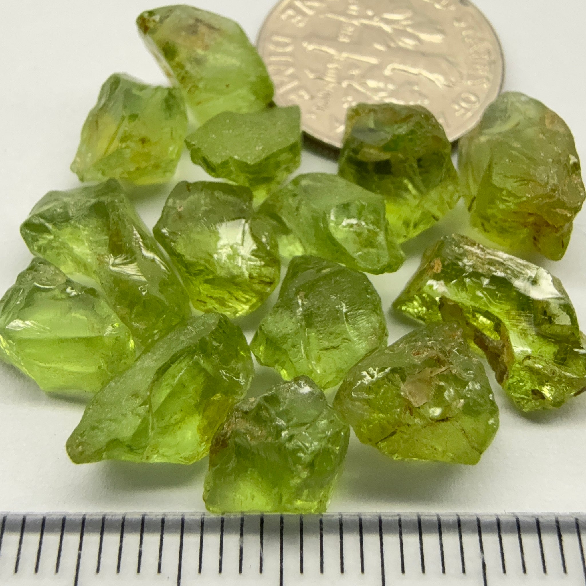 GoGo Peridot Lot, 37.06ct, Mined by the Wa GoGo tribe in Tanzania, Untreated Unheated, Bright Apple Green, 2.06ct-3.06ct, 14pcs, vs-si