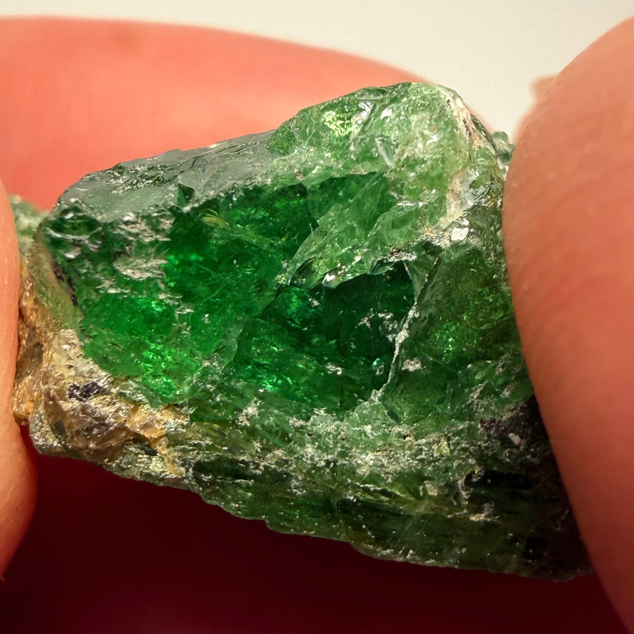 Tsavorite Garnet Crystal on matrix, 35.50ct, Merelani, Tanzania, Untreated Unheated