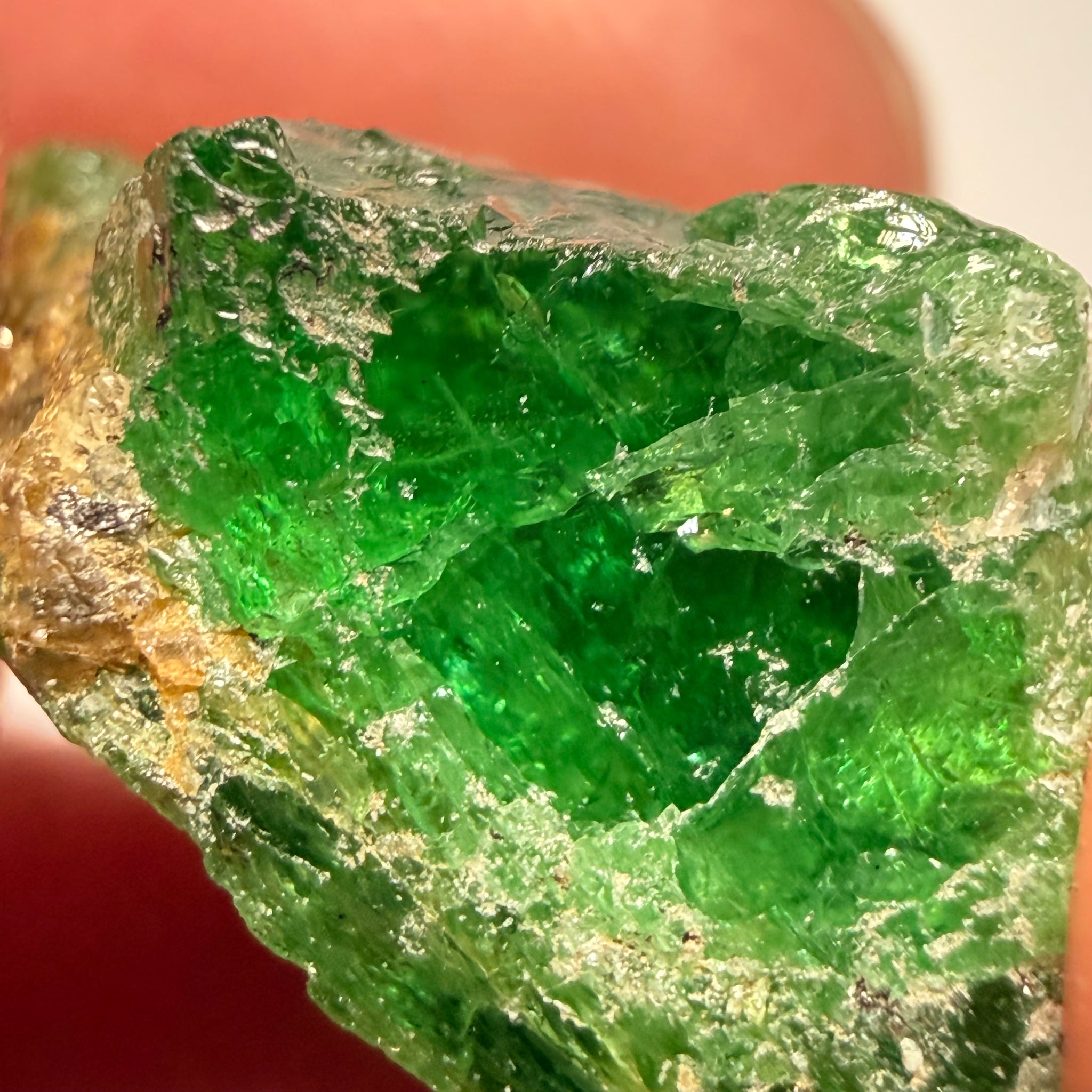 Tsavorite Garnet Crystal on matrix, 35.50ct, Merelani, Tanzania, Untreated Unheated