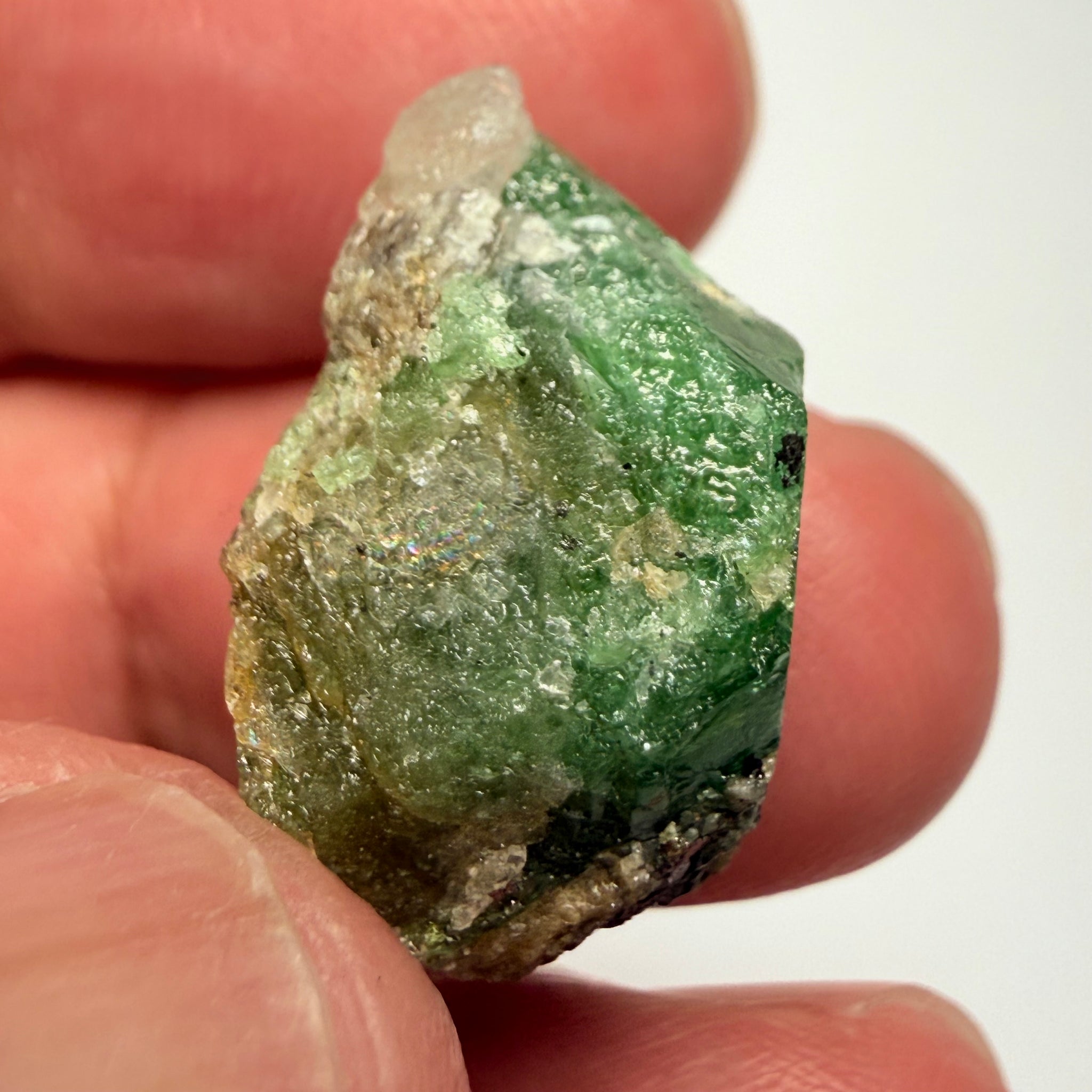 Tsavorite Garnet Crystal on matrix, 23.19ct, Merelani, Tanzania, Untreated Unheated