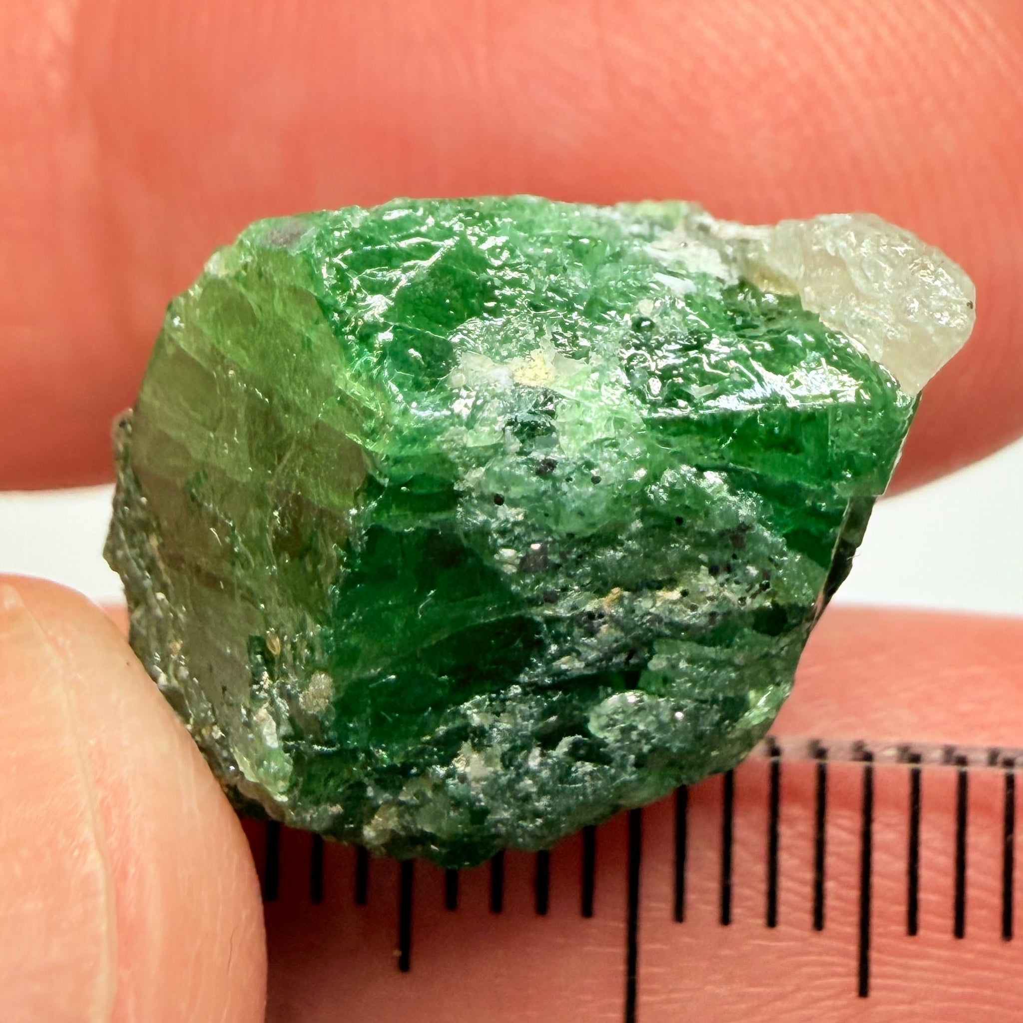 Tsavorite Garnet Crystal on matrix, 23.19ct, Merelani, Tanzania, Untreated Unheated