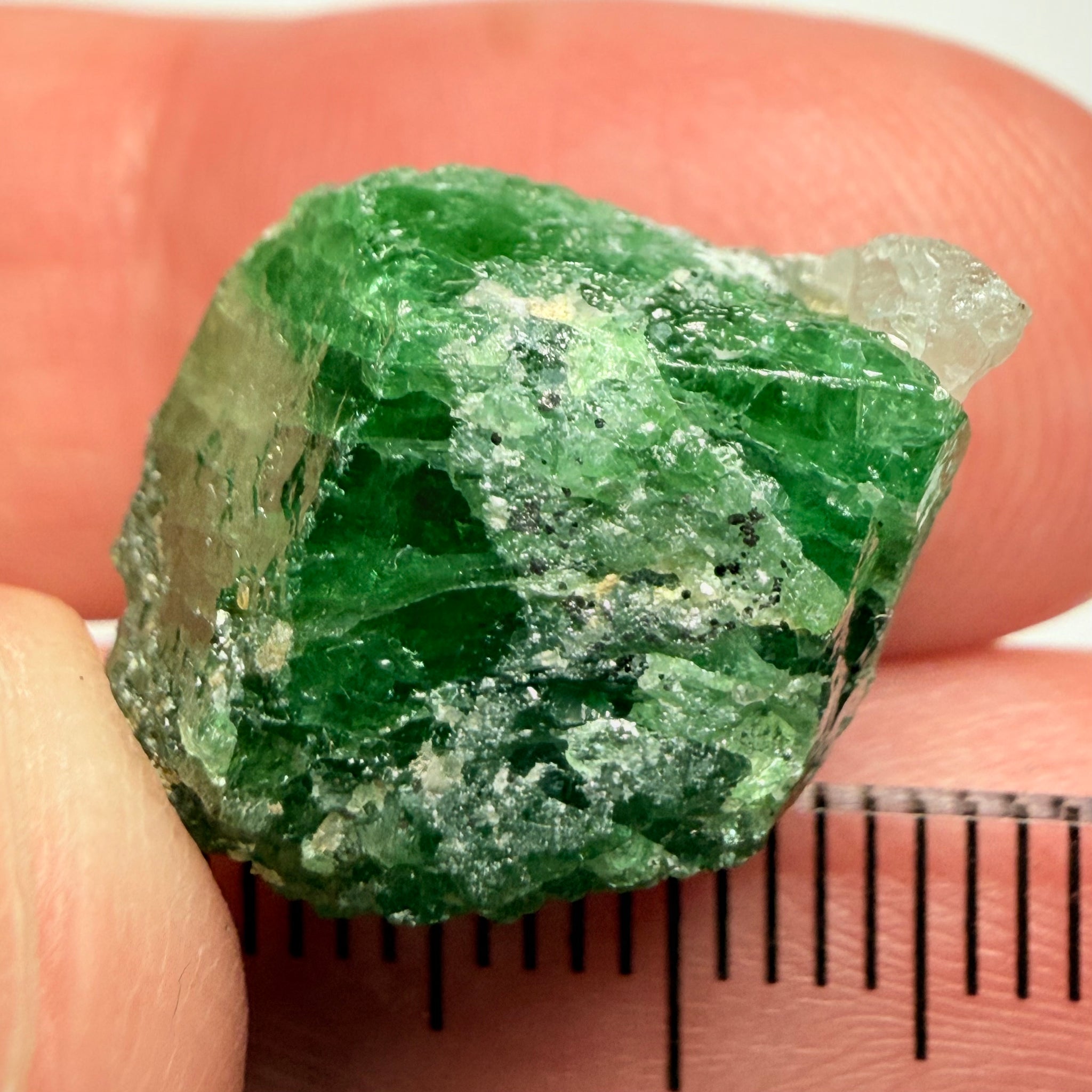 Tsavorite Garnet Crystal on matrix, 23.19ct, Merelani, Tanzania, Untreated Unheated