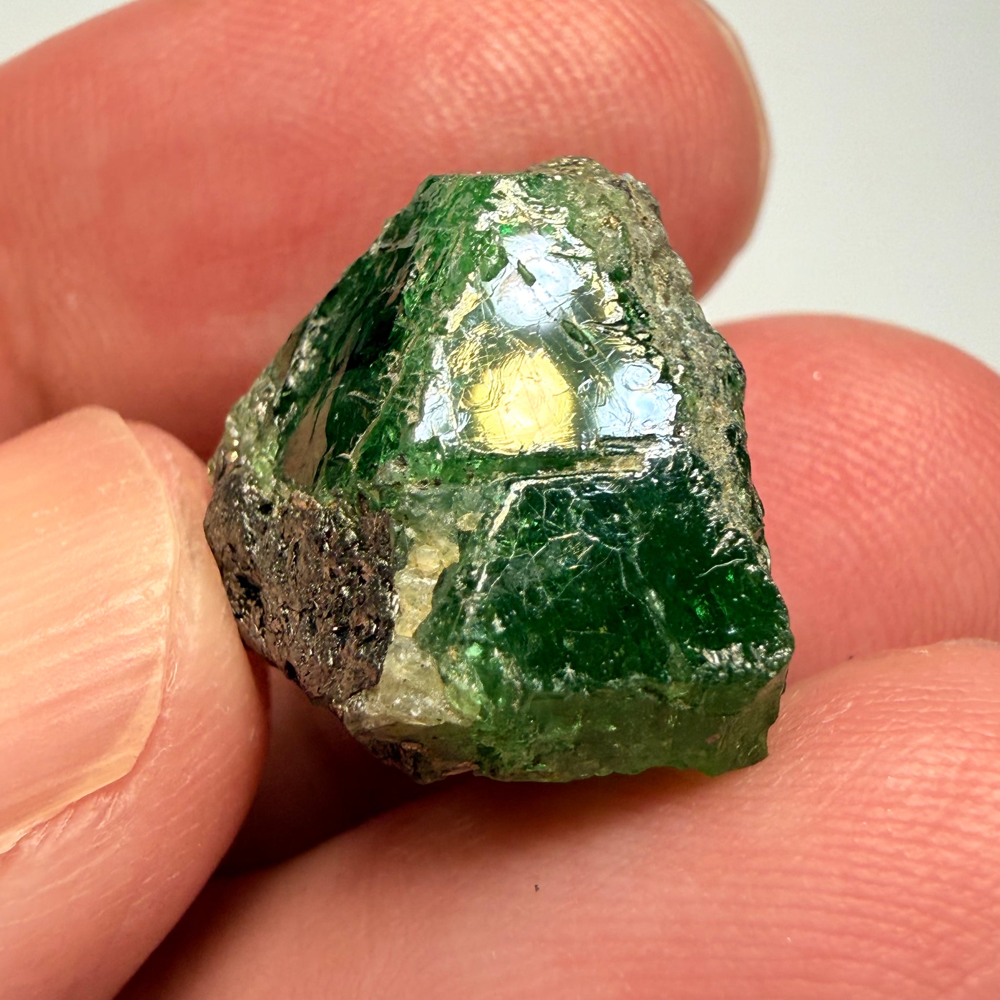 Tsavorite Garnet Crystal on matrix, 30.16ct, Merelani, Tanzania, Untreated Unheated