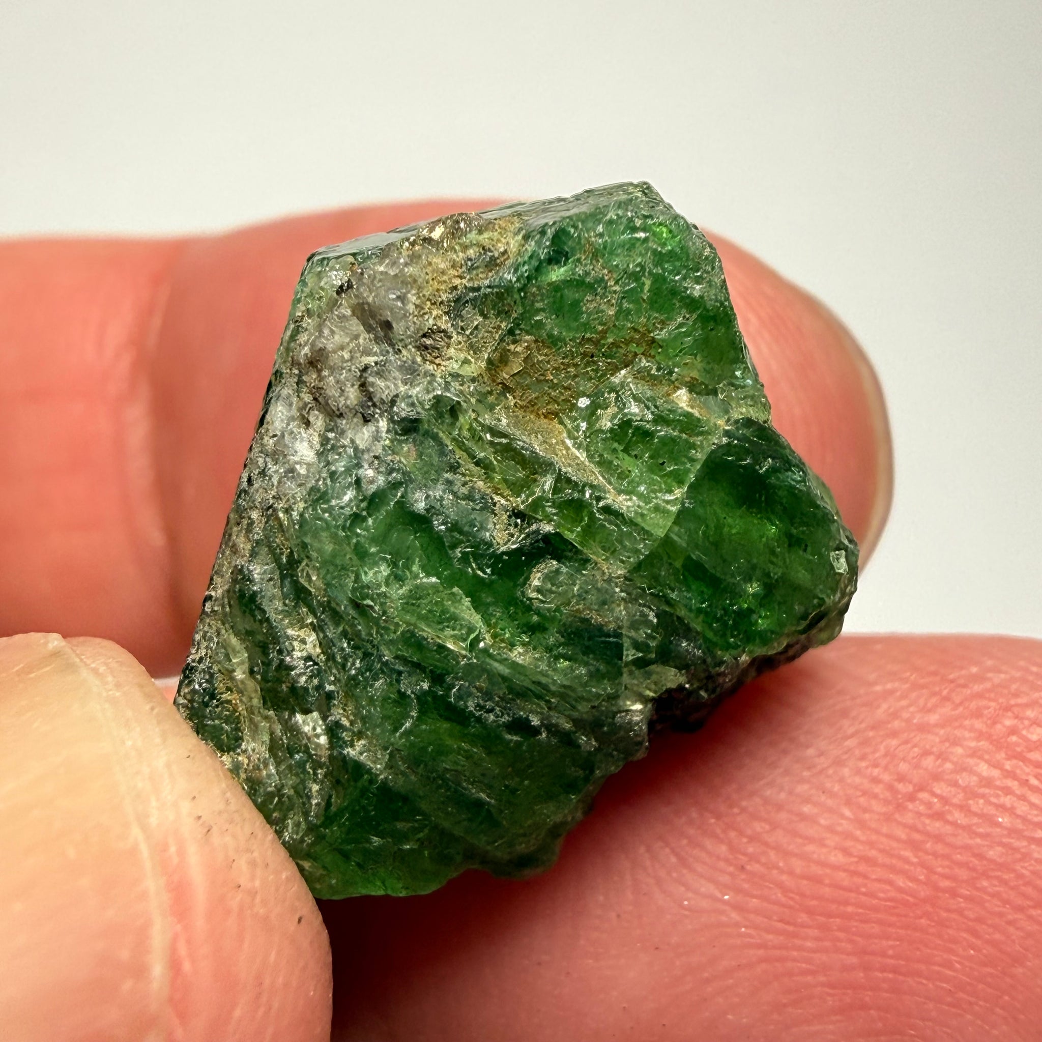 Tsavorite Garnet Crystal on matrix, 30.16ct, Merelani, Tanzania, Untreated Unheated