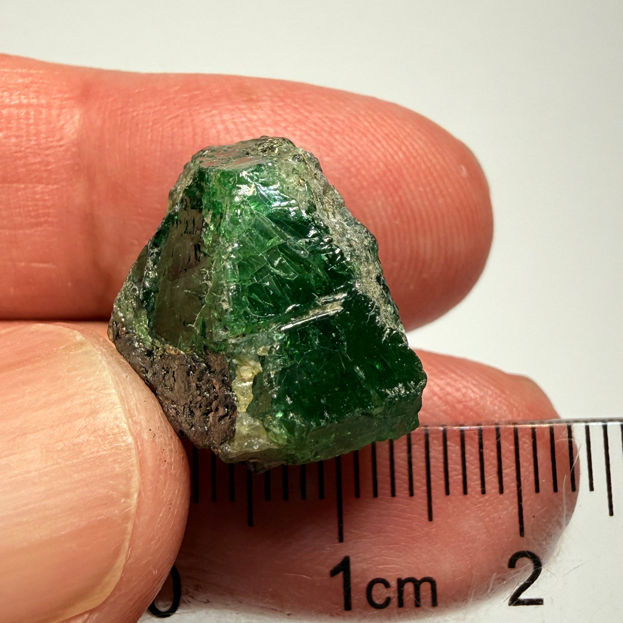 Tsavorite Garnet Crystal on matrix, 30.16ct, Merelani, Tanzania, Untreated Unheated