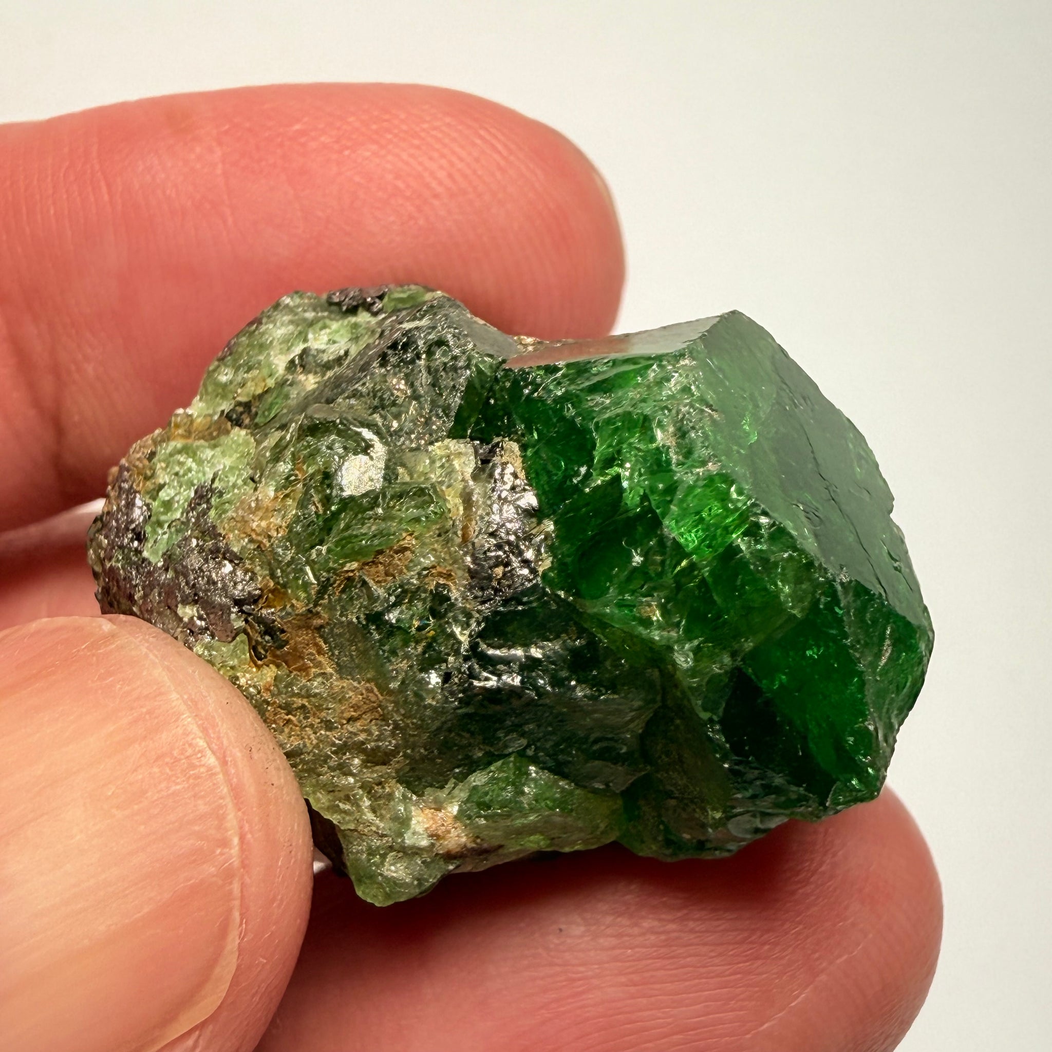 Tsavorite Garnet Crystal on matrix, 107.41ct, Merelani, Tanzania, Untreated Unheated