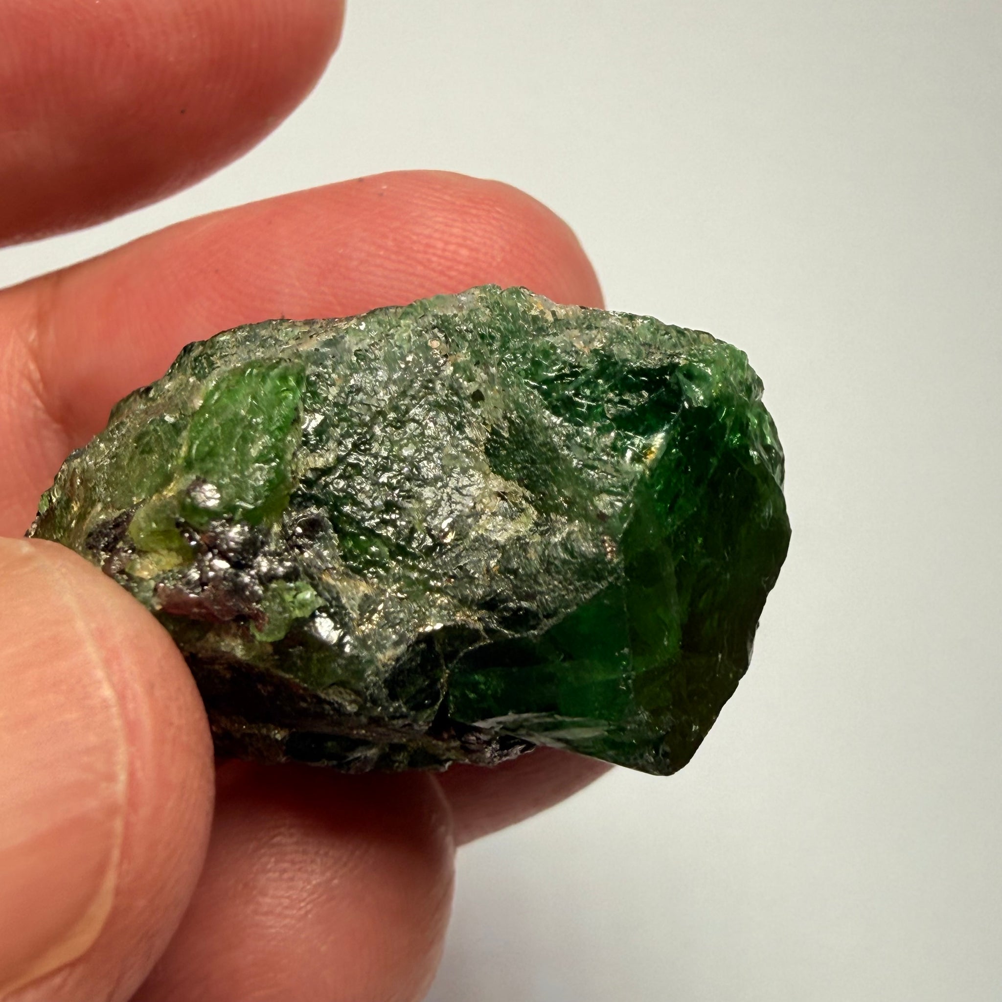 Tsavorite Garnet Crystal on matrix, 107.41ct, Merelani, Tanzania, Untreated Unheated