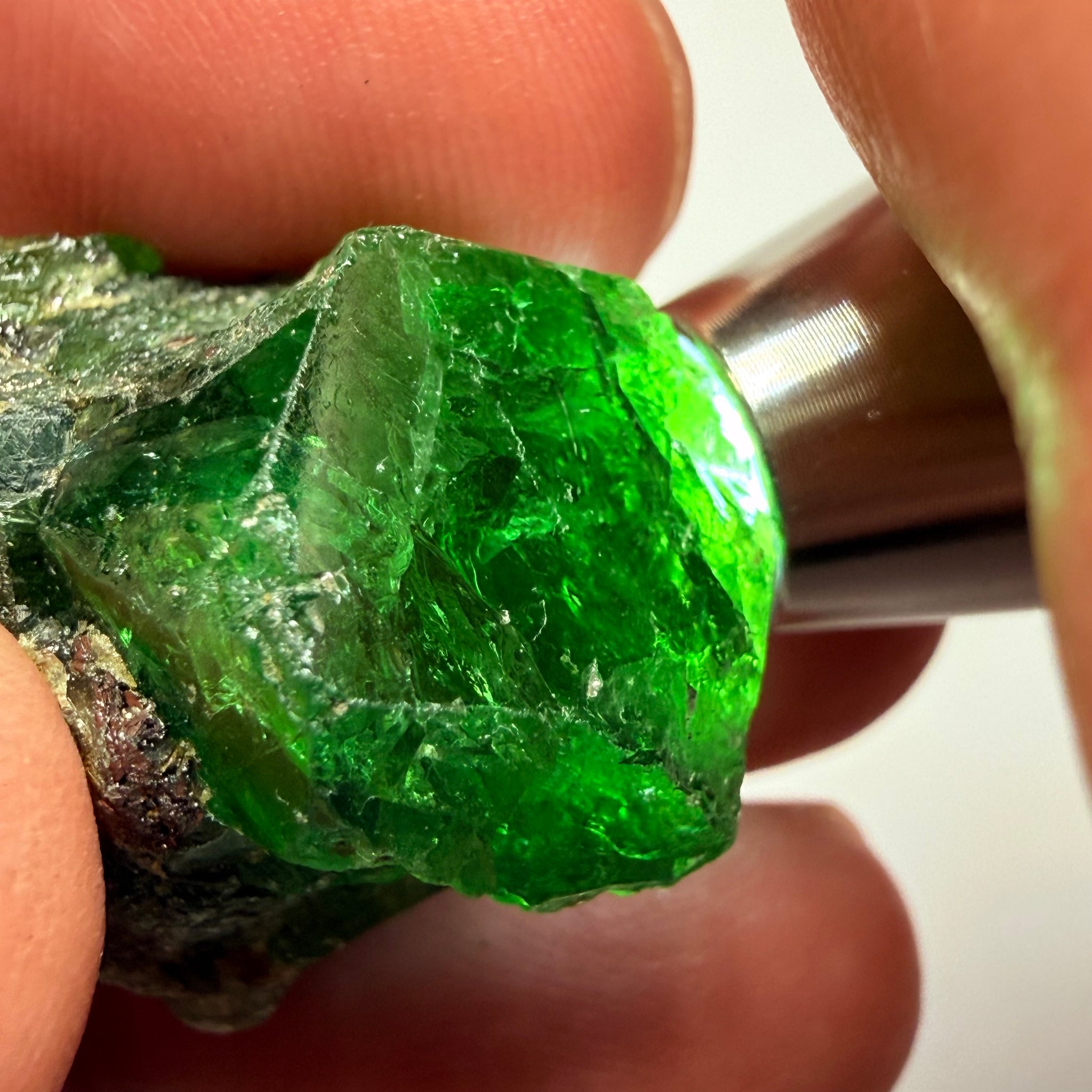 Tsavorite Garnet Crystal on matrix, 107.41ct, Merelani, Tanzania, Untreated Unheated