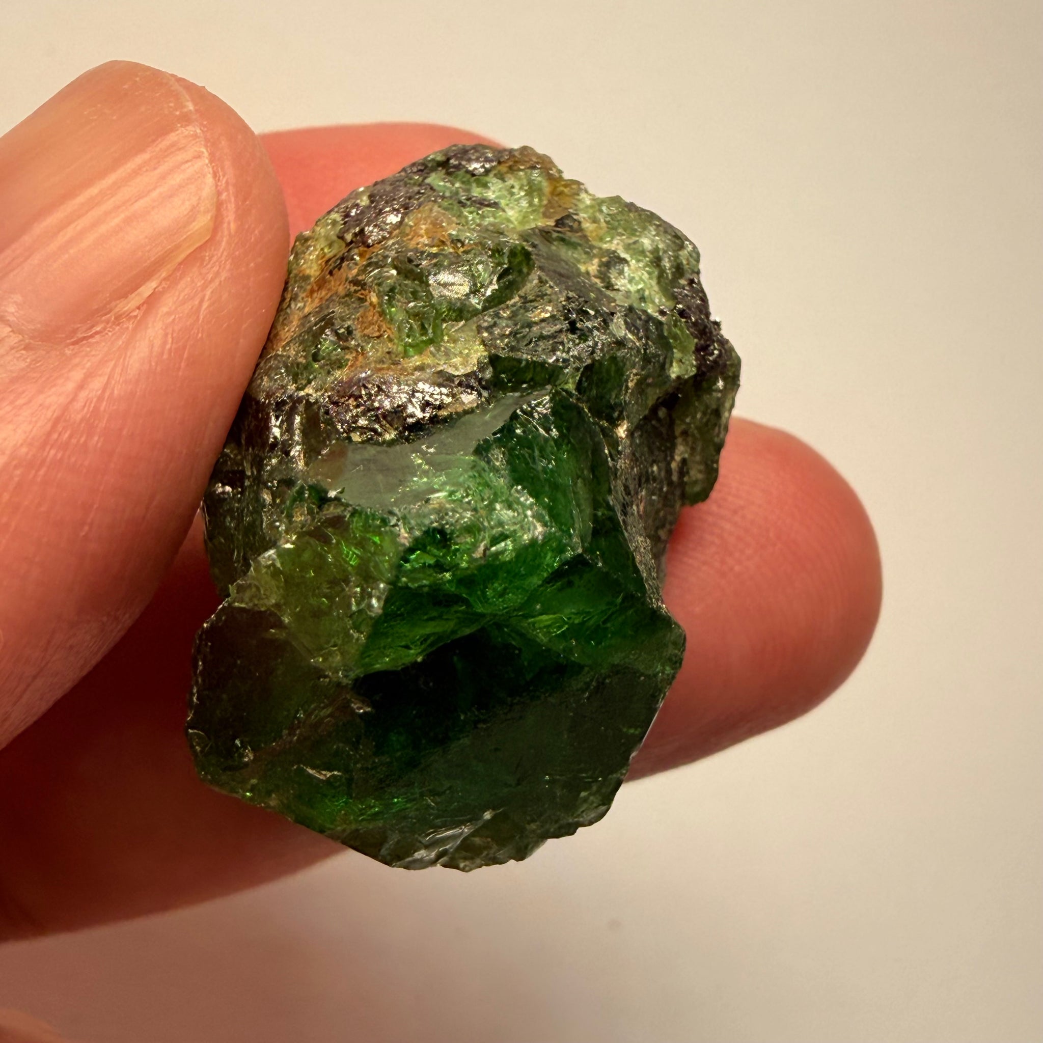 Tsavorite Garnet Crystal on matrix, 107.41ct, Merelani, Tanzania, Untreated Unheated
