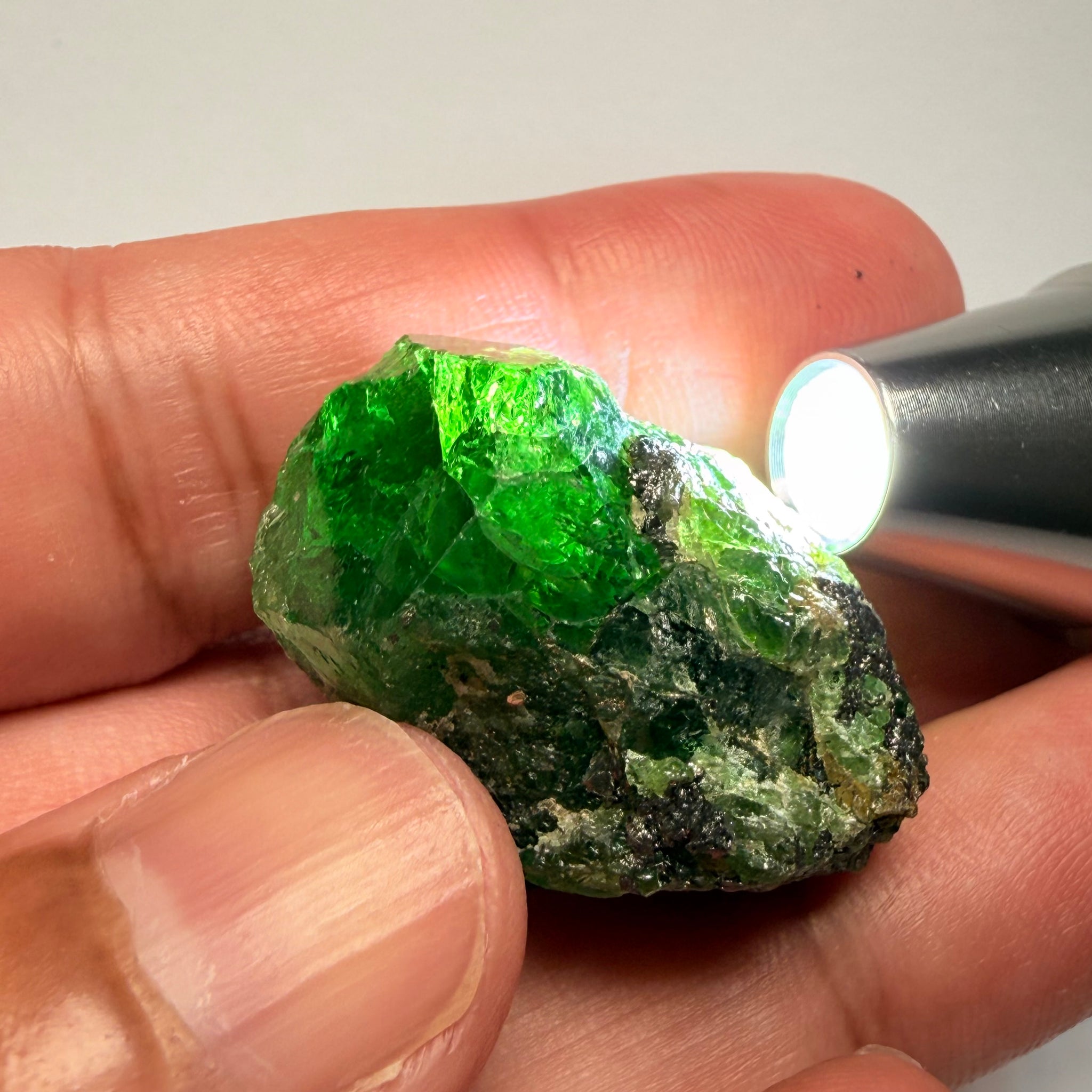 Tsavorite Garnet Crystal on matrix, 107.41ct, Merelani, Tanzania, Untreated Unheated