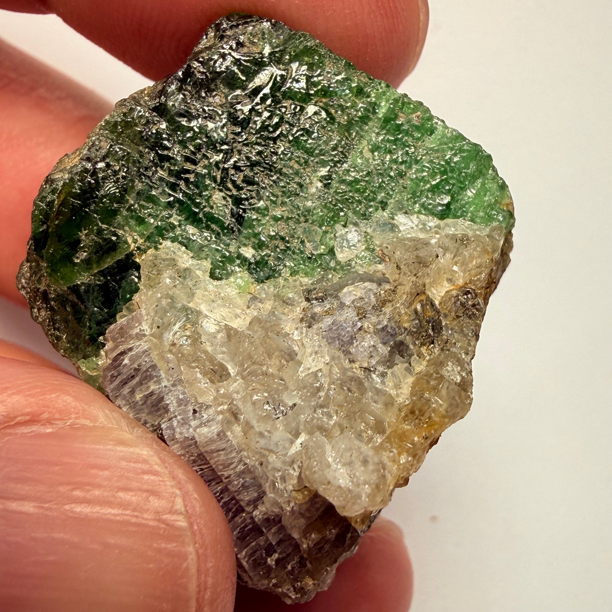 Tsavorite Garnet Crystal on matrix, 122.59ct, Merelani, Tanzania, Untreated Unheated