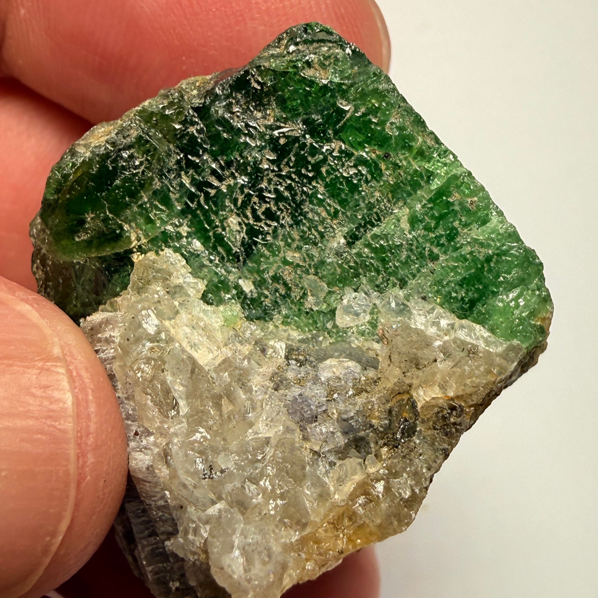 Tsavorite Garnet Crystal on matrix, 122.59ct, Merelani, Tanzania, Untreated Unheated