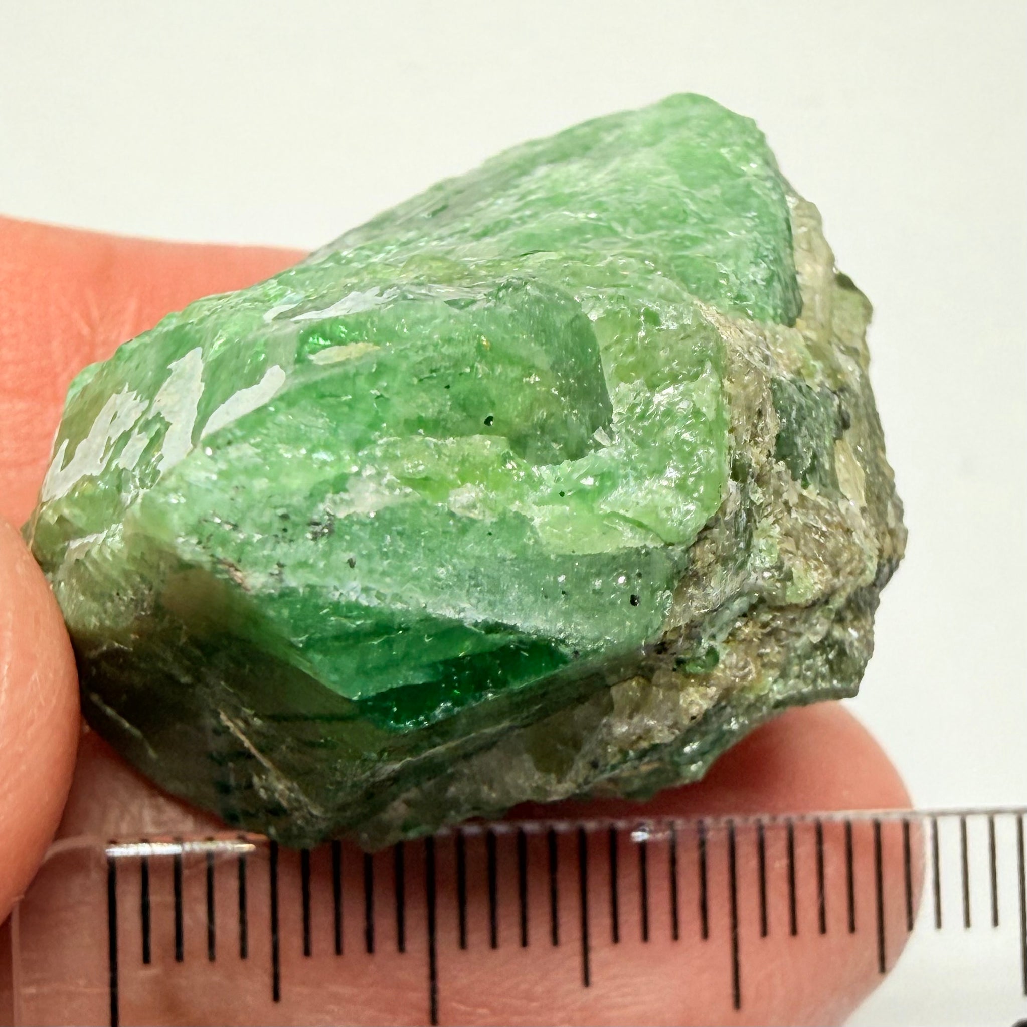 Tsavorite Garnet Crystal on matrix, 103.91ct, Merelani, Tanzania, Untreated Unheated