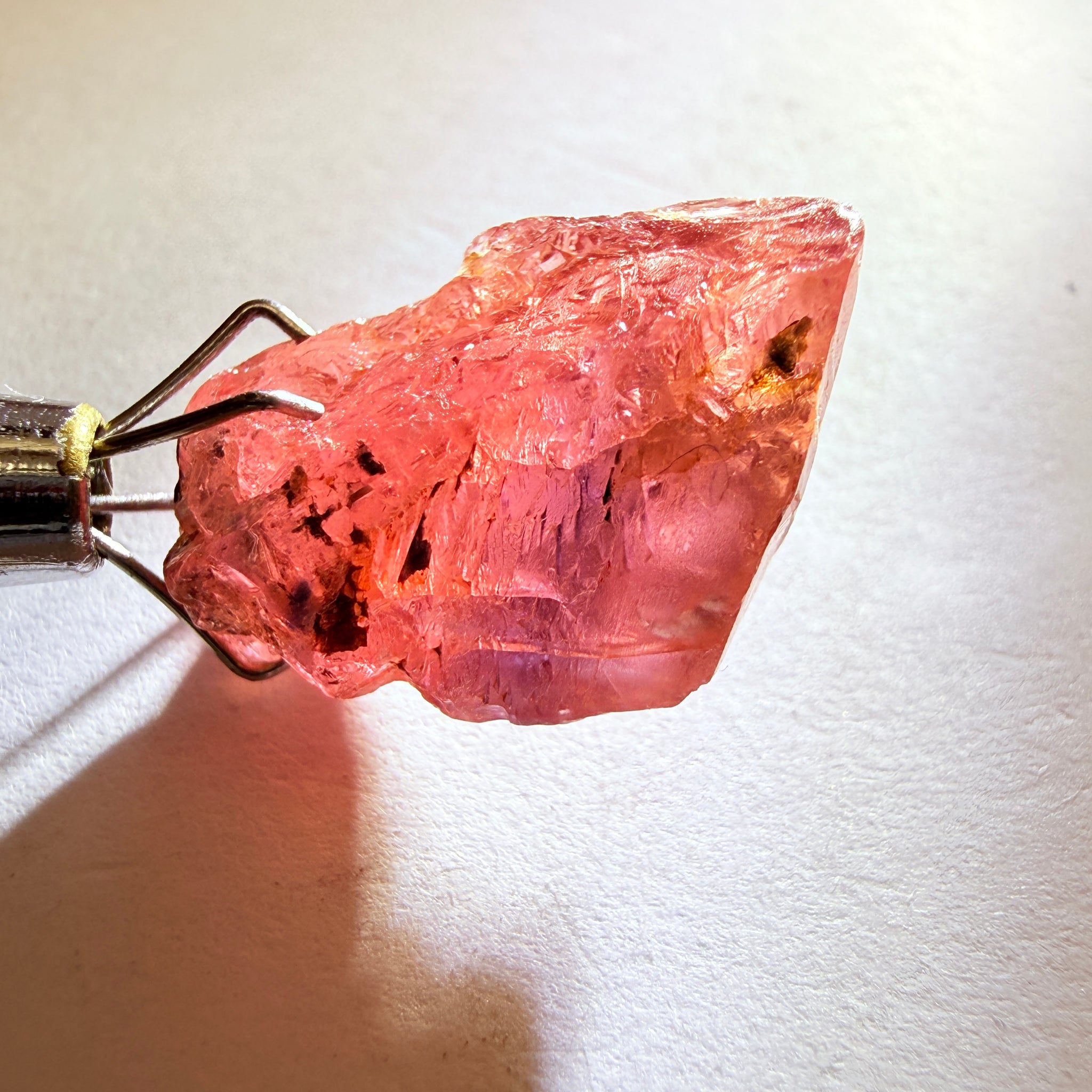 Winza Sapphire, 8.70ct, Tanzania, Untreated Unheated, has inclusions but transparent, lots of pictures, tiny clean portion in middle