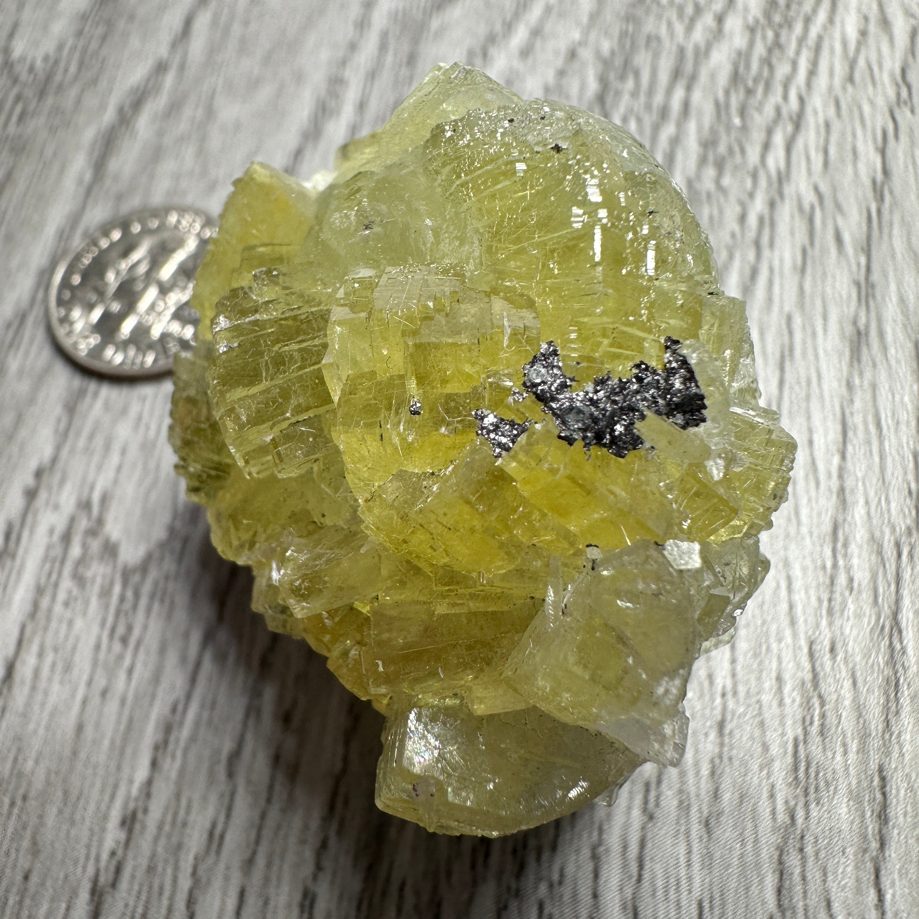 288ct / 57.60gm Prehinite Crystal, Merelani, Tanzania, Untreated Unheated. 43.5mm x 32.5mm x 34.5mm