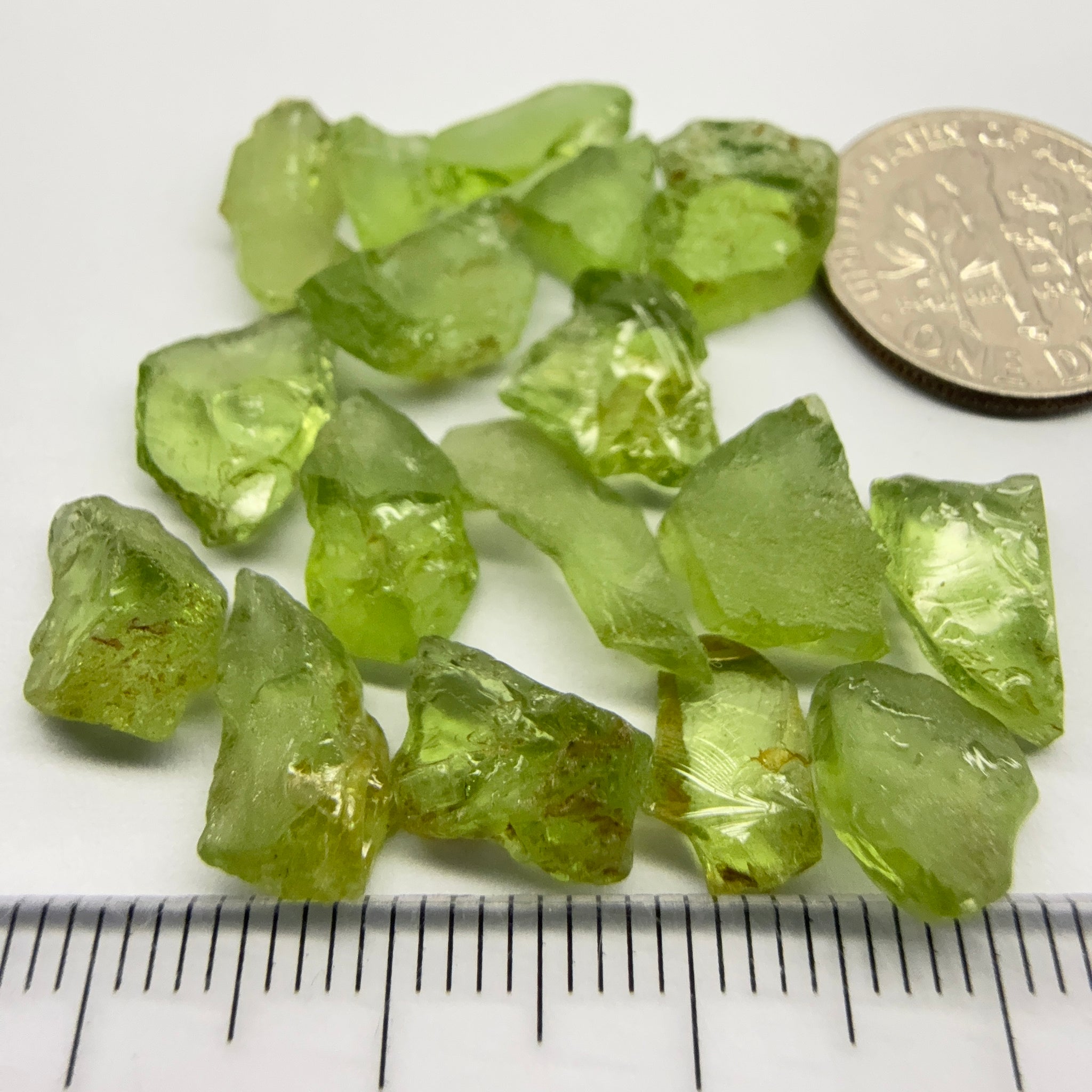 GoGo Peridot Lot, 39.33ct, Mined by the Wa GoGo tribe in Tanzania, Untreated Unheated, Bright Apple Green, FLAT SHAPES - too flat to facet according to me but you can try, or use them in jewellery as is