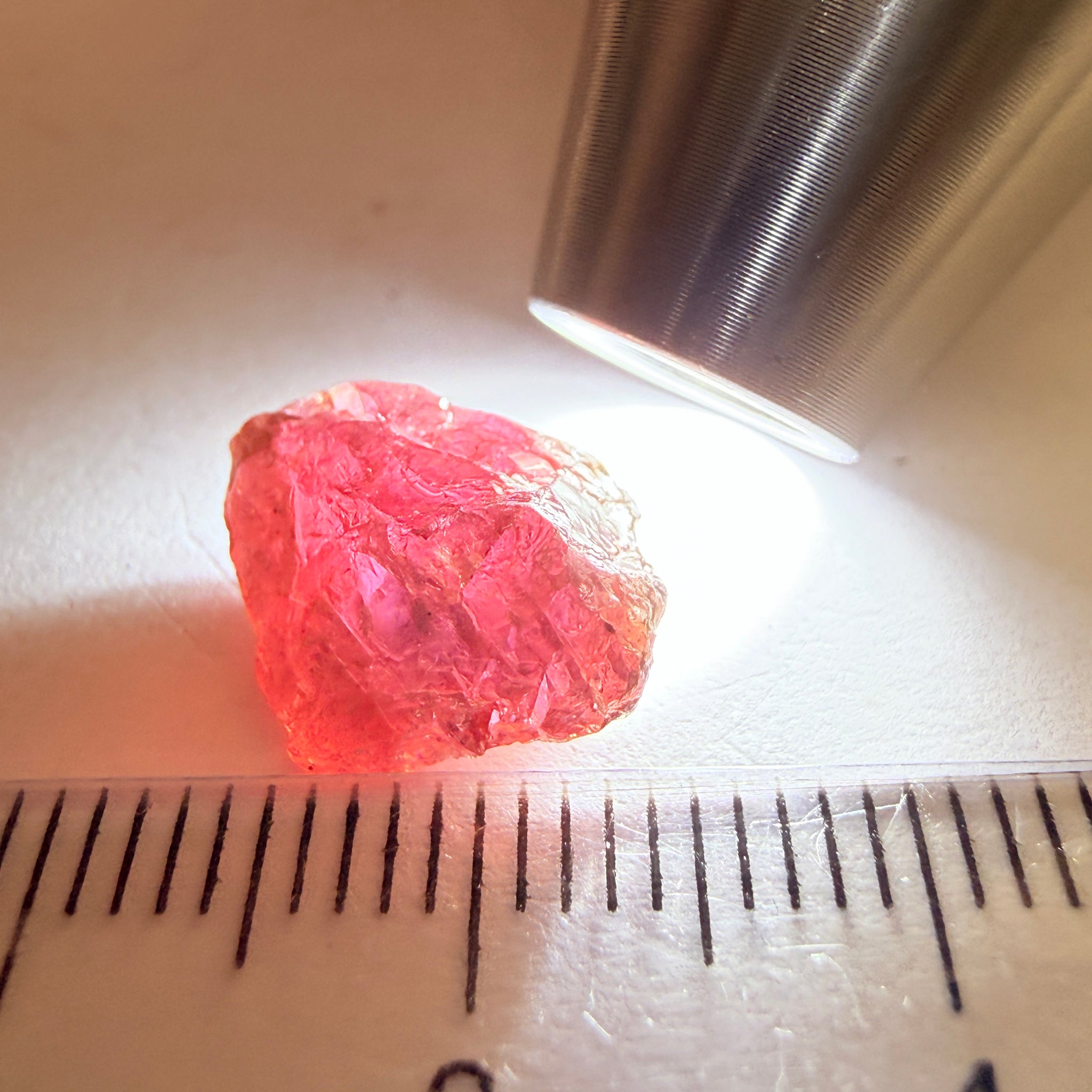 Winza Sapphire, 7.35ct, Tanzania, Untreated Unheated, half of the stone can be ground off, other half vs, see pics in hand backlit