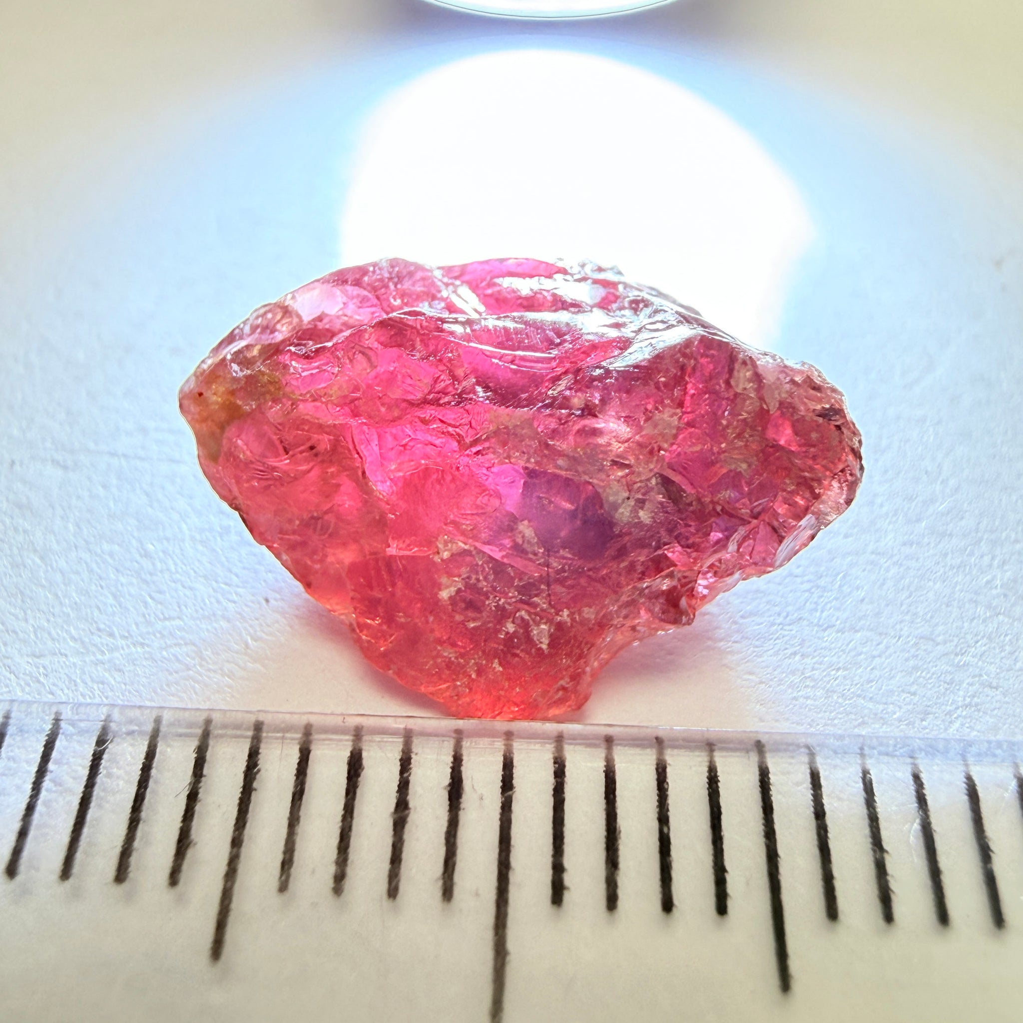 Winza Sapphire, 7.35ct, Tanzania, Untreated Unheated, half of the stone can be ground off, other half vs, see pics in hand backlit