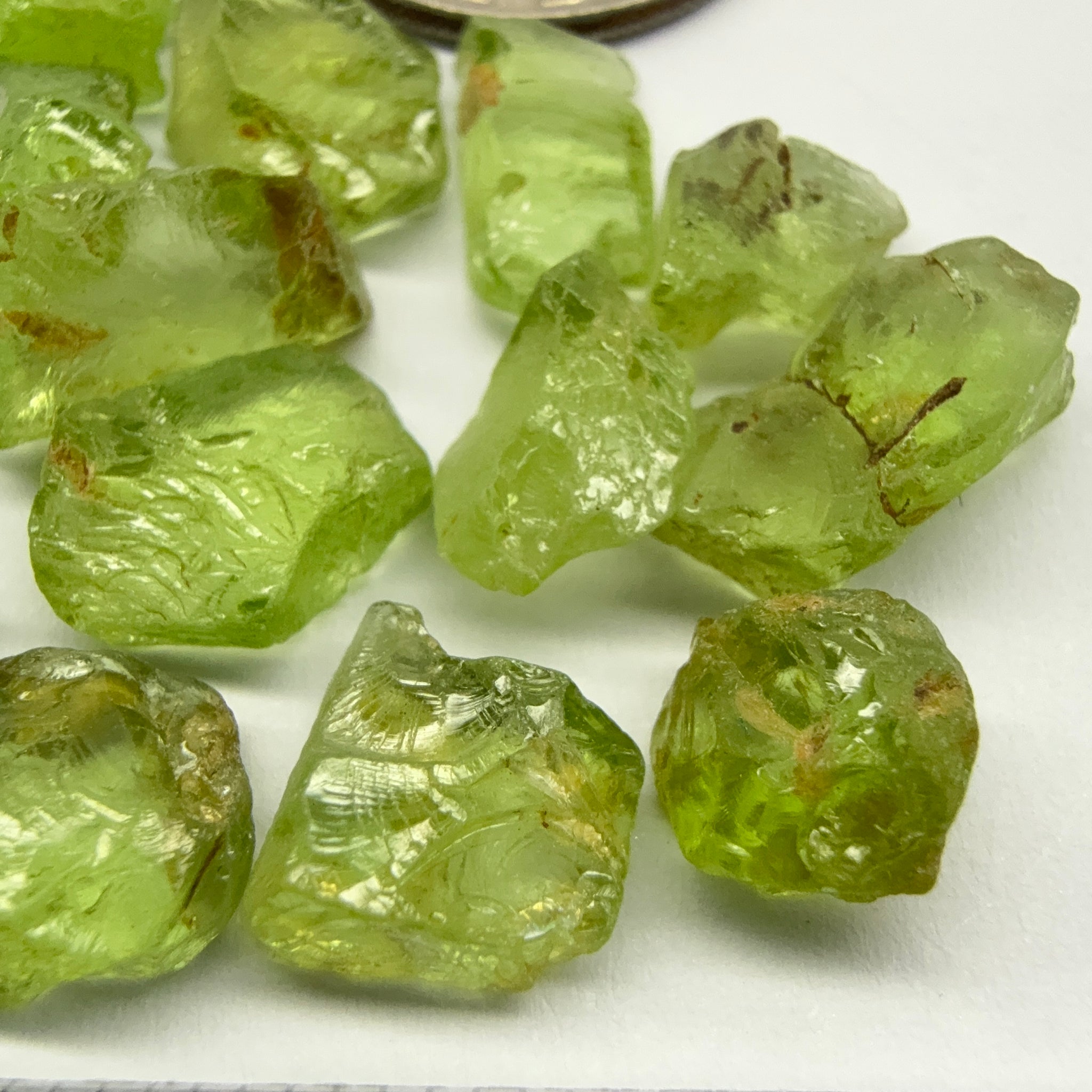 GoGo Peridot Lot, 37.29ct, Mined by the Wa GoGo tribe in Tanzania, Untreated Unheated, Bright Apple Green, FLAT SHAPES - too flat to facet according to me but you can try, or use them in jewellery as is