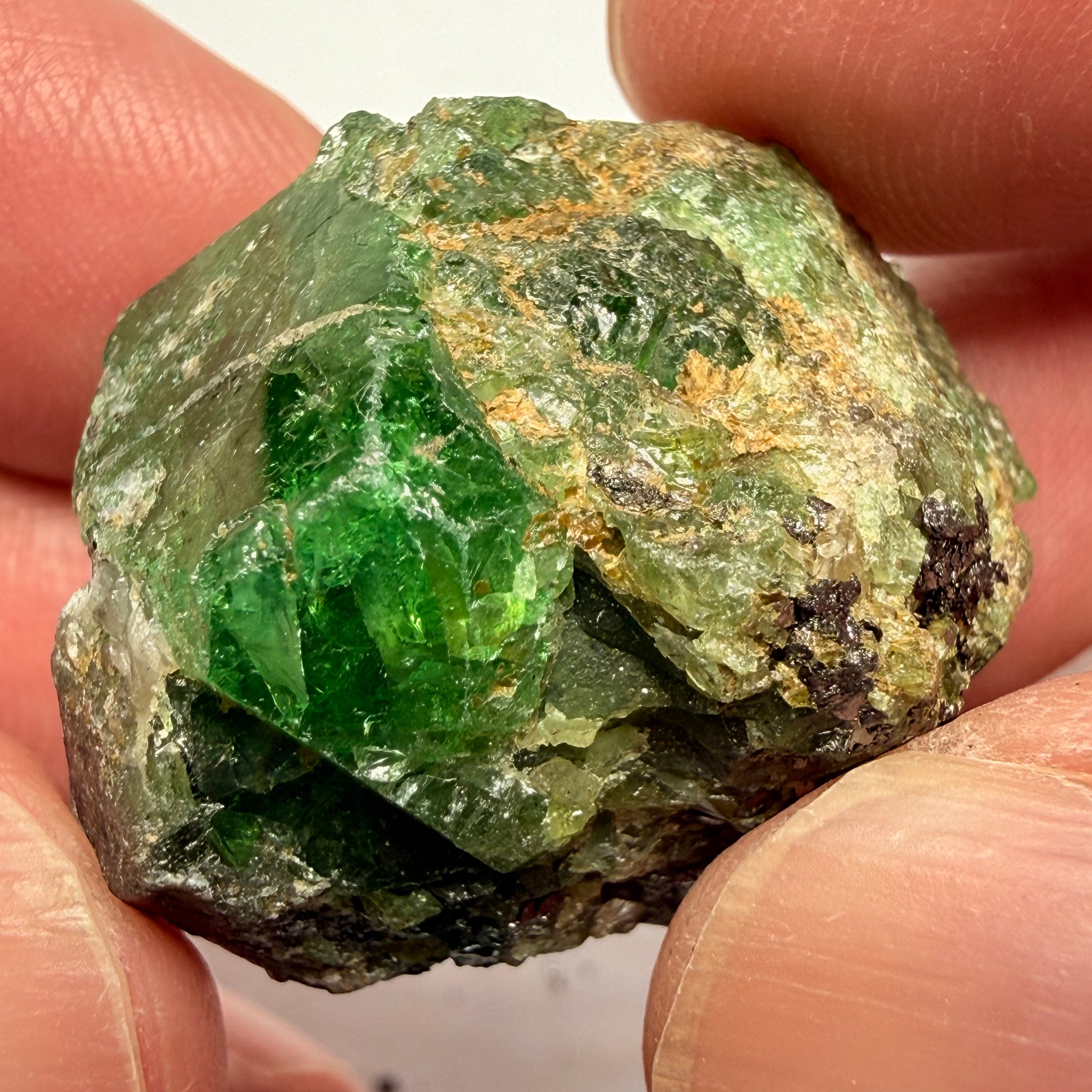 Tsavorite Garnet Crystal on matrix, 98.79ct, Merelani, Tanzania, Untreated Unheated