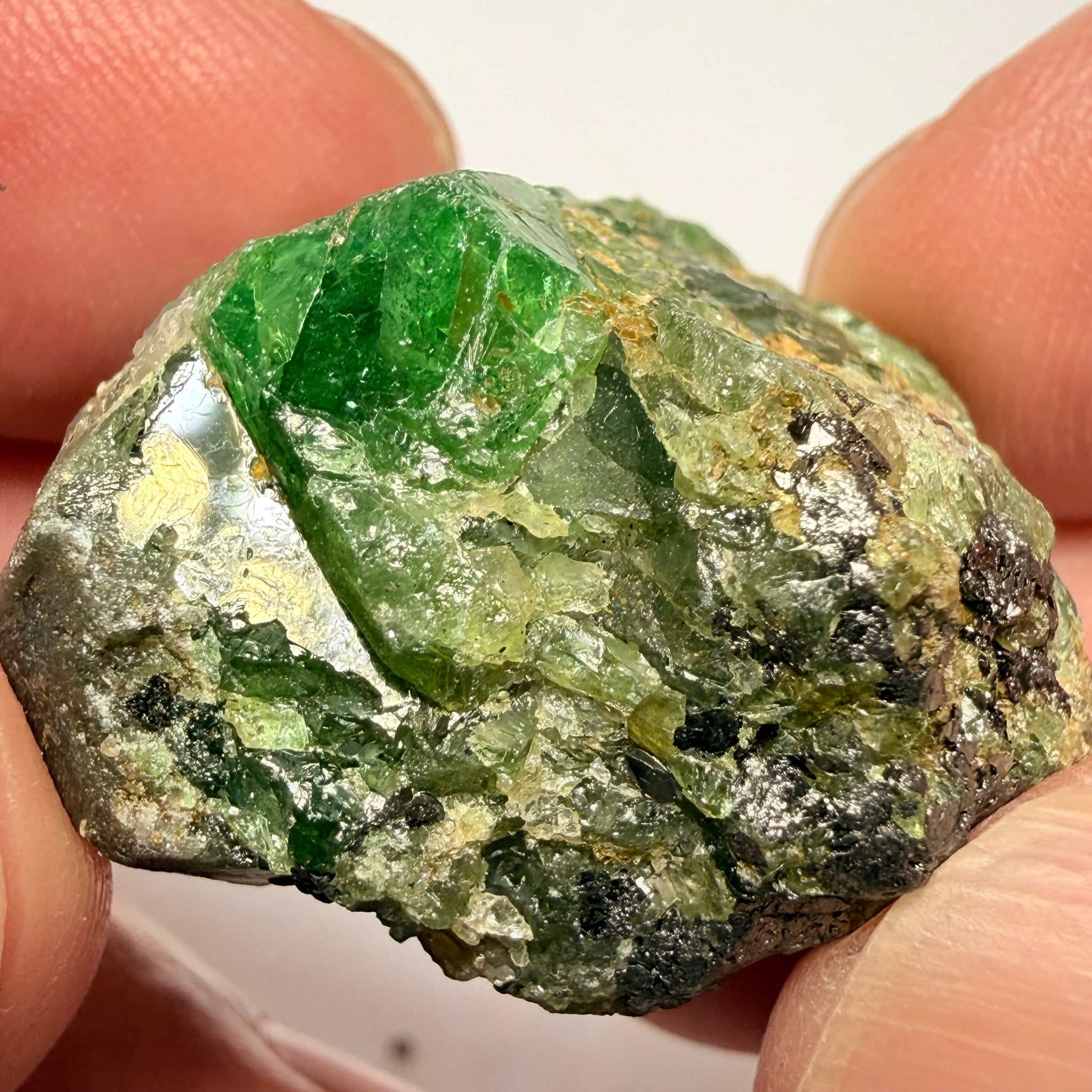 Tsavorite Garnet Crystal on matrix, 98.79ct, Merelani, Tanzania, Untreated Unheated