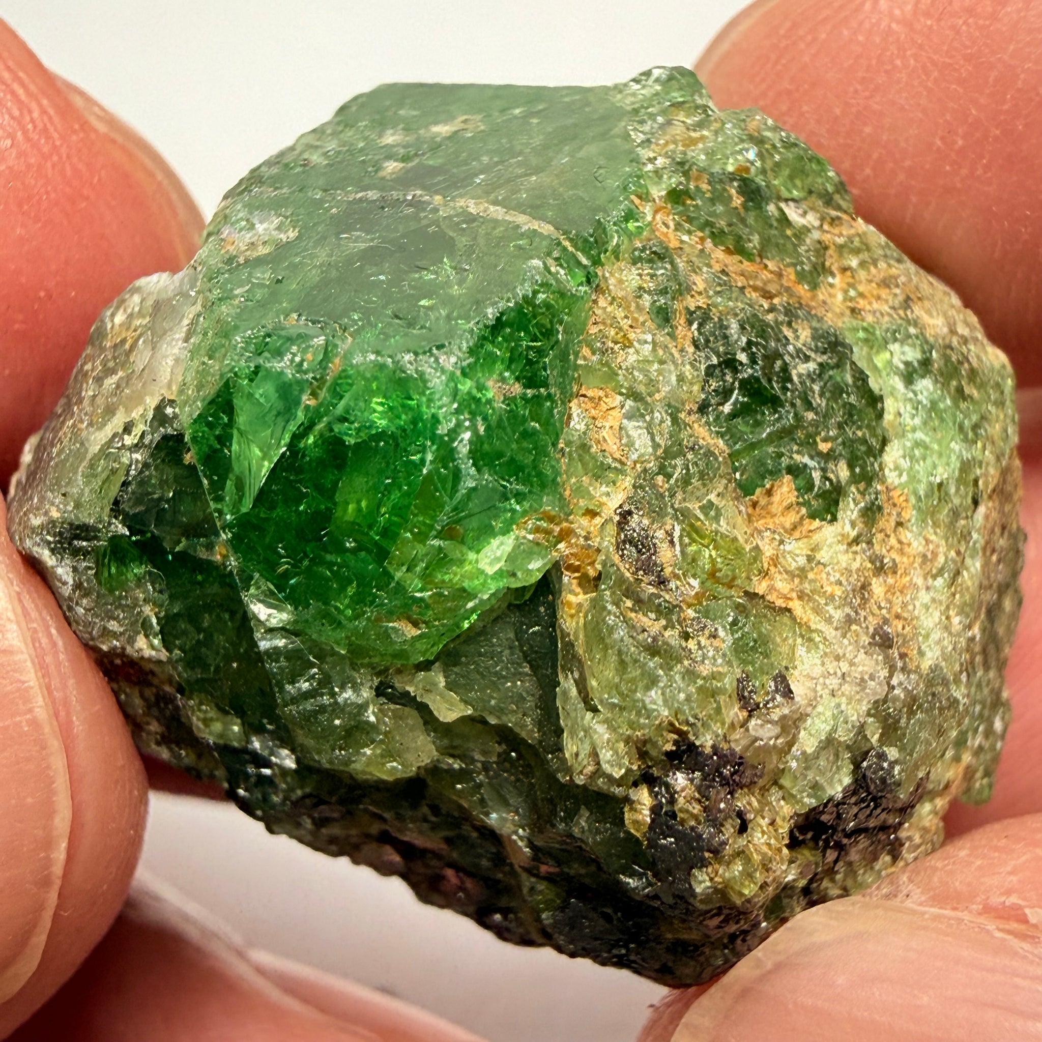Tsavorite Garnet Crystal on matrix, 98.79ct, Merelani, Tanzania, Untreated Unheated