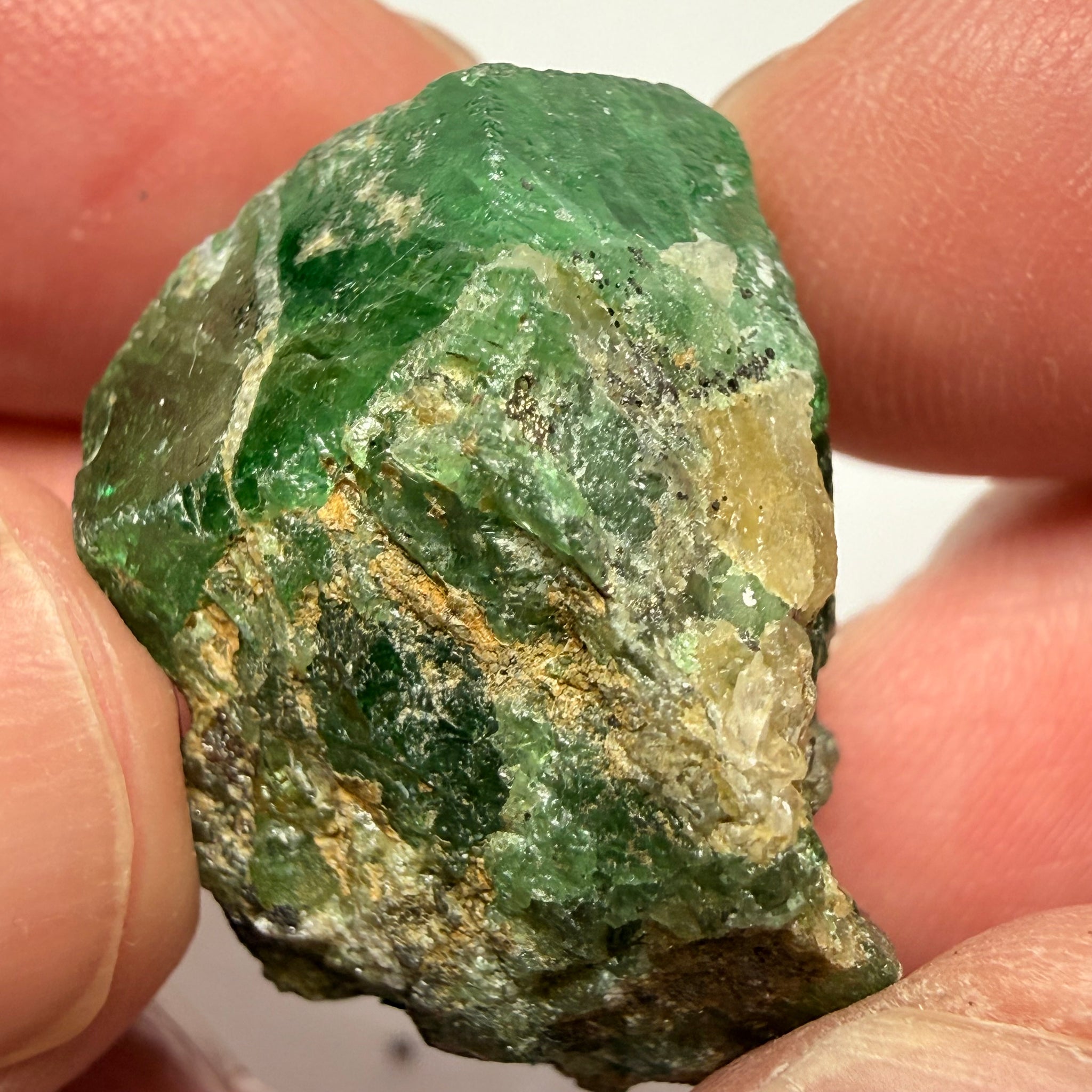 Tsavorite Garnet Crystal on matrix, 98.79ct, Merelani, Tanzania, Untreated Unheated