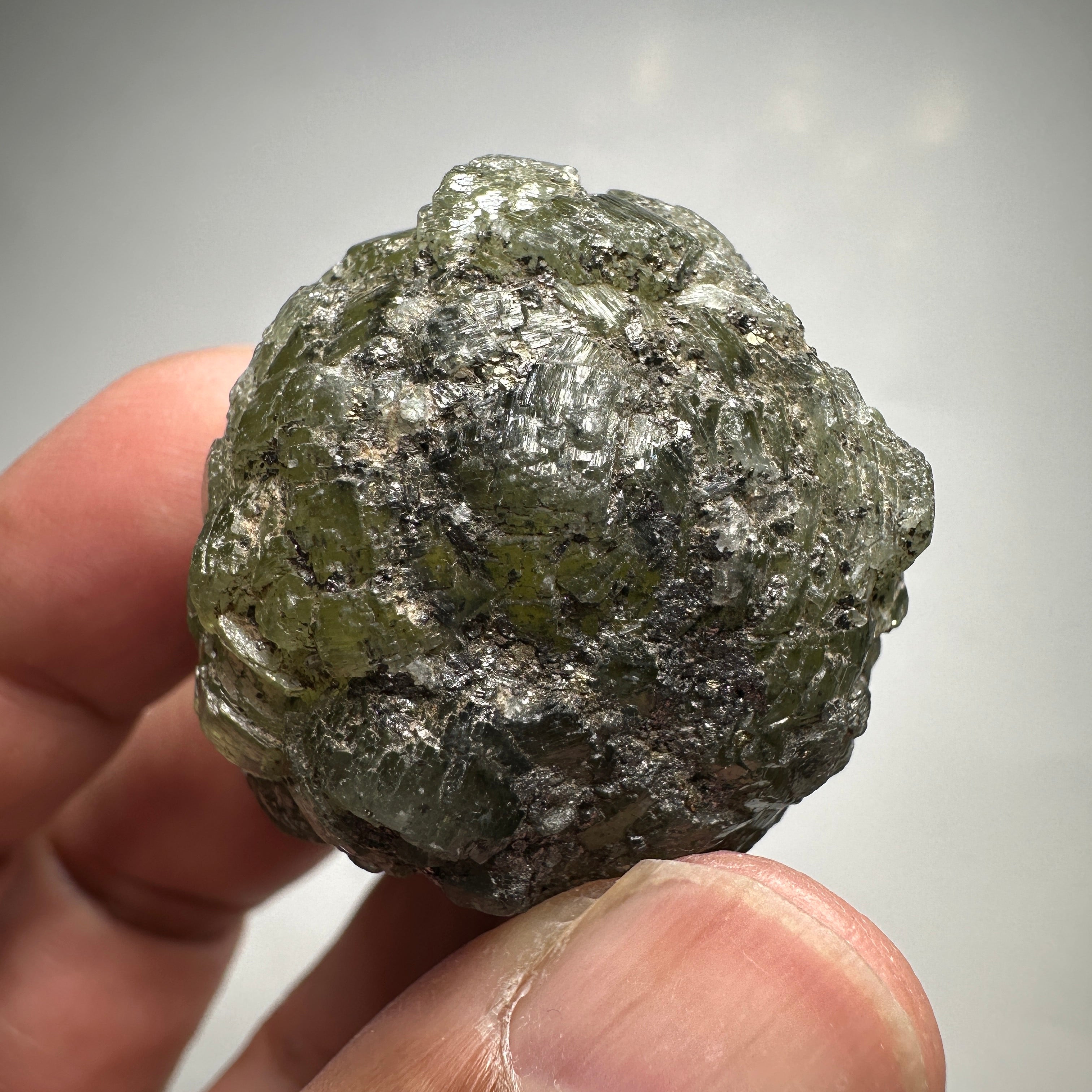 323ct / 64.60gm Prehinite Crystal, Merelani, Tanzania, Untreated Unheated. 41.80 x 37.00 x 34.40mm
