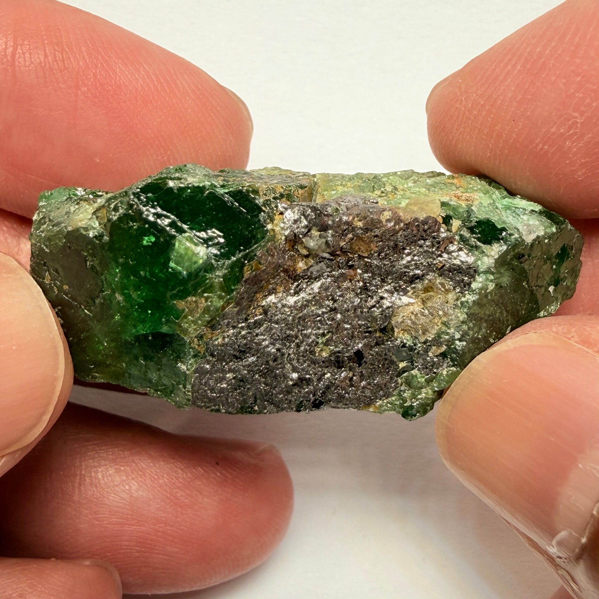 Tsavorite Garnet Crystal on matrix, 176.09ct, Merelani, Tanzania, Untreated Unheated