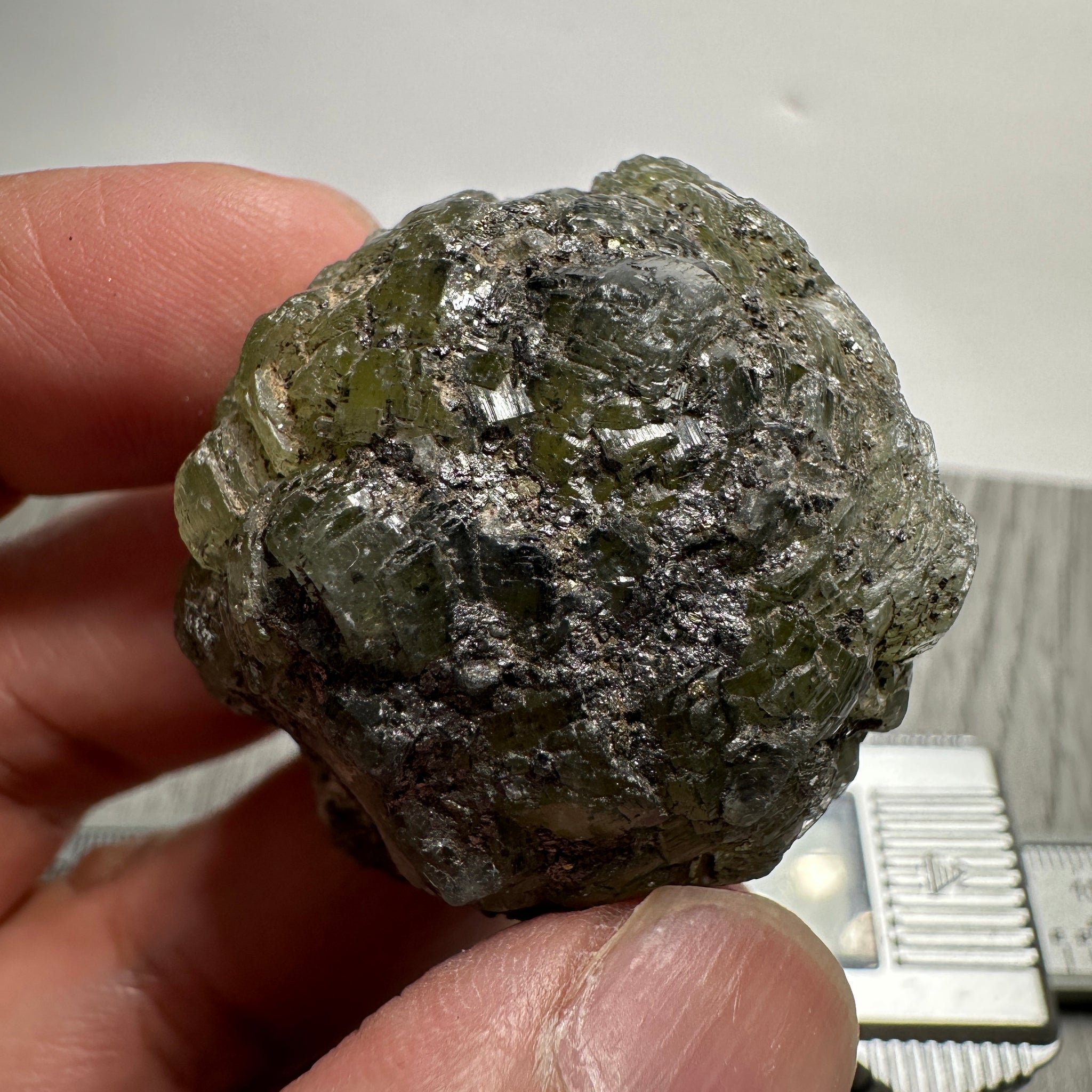 Prehinite Crystal, 323ct / 64.60gm, Merelani, Tanzania, Untreated Unheated. 41.80 x 37.00 x 34.40mm