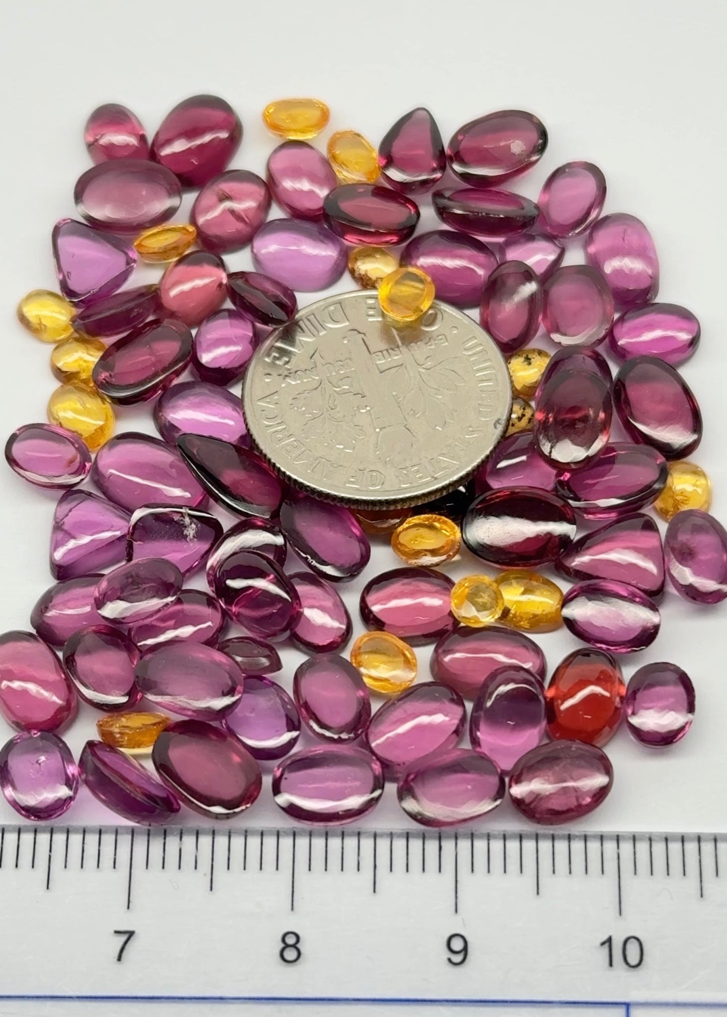Wholesale Lot Cabochons, Fine Pink Umbalite, Spessartite, Mahenge Garnet Mix, 68.62ct, Tanzania, Untreated Unheated