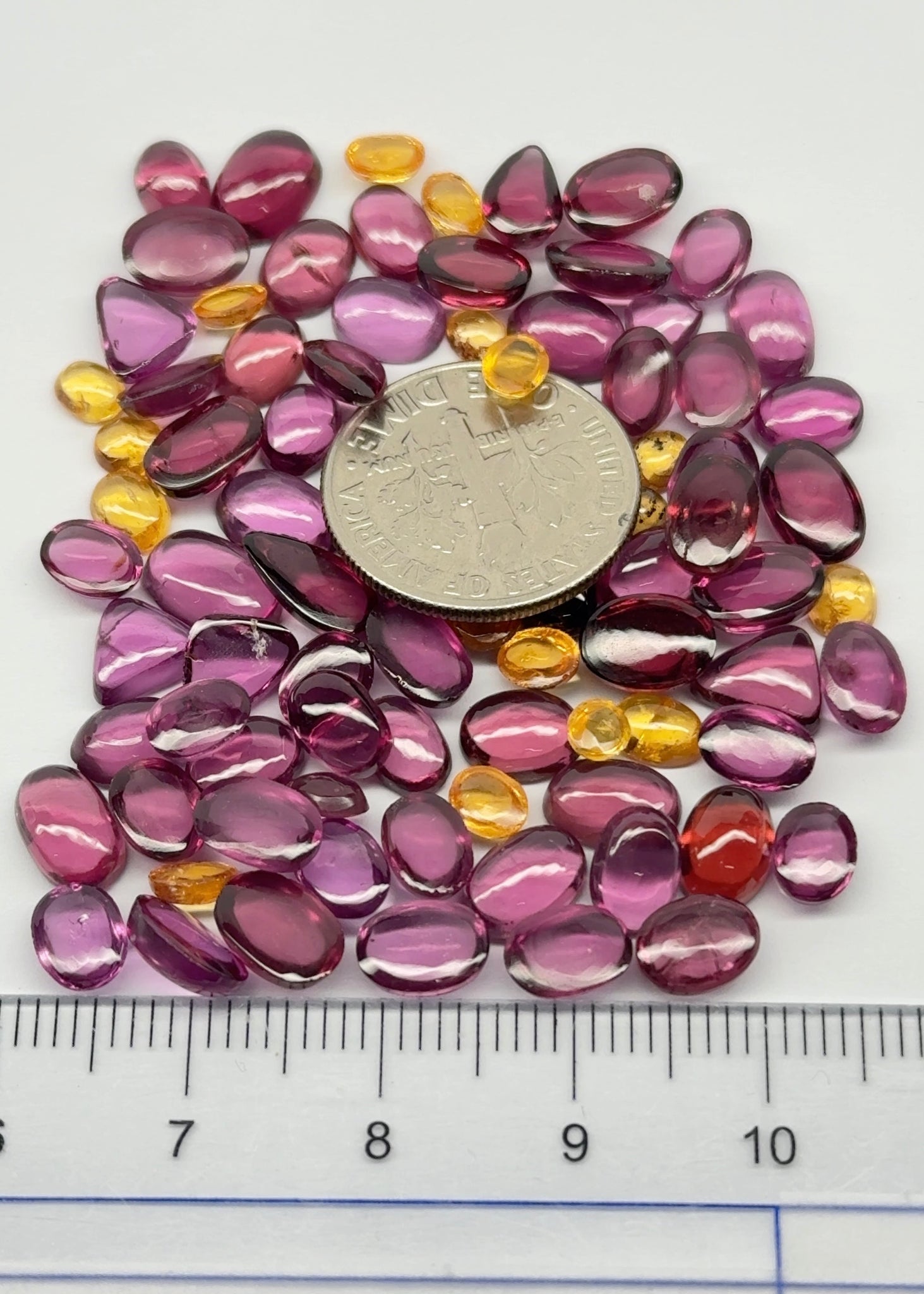 Wholesale Lot Cabochons, Fine Pink Umbalite, Spessartite, Mahenge Garnet Mix, 68.62ct, Tanzania, Untreated Unheated