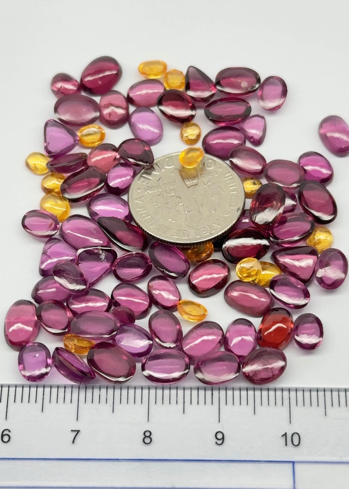 Wholesale Lot Cabochons, Fine Pink Umbalite, Spessartite, Mahenge Garnet Mix, 68.62ct, Tanzania, Untreated Unheated