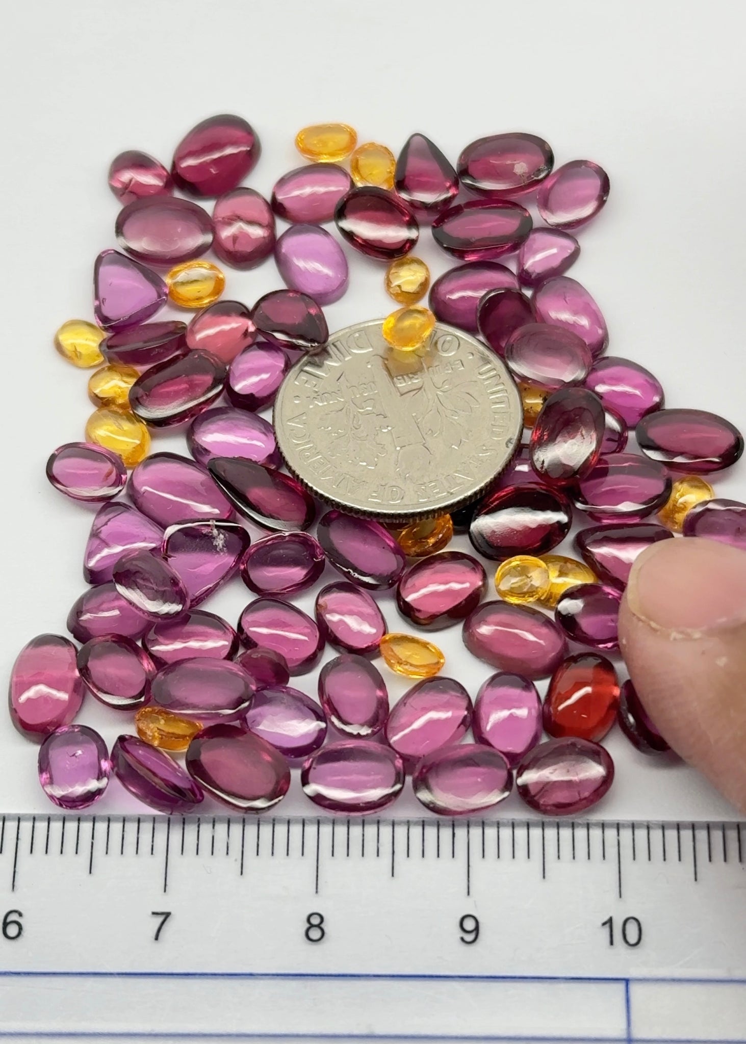 Wholesale Lot Cabochons, Fine Pink Umbalite, Spessartite, Mahenge Garnet Mix, 68.62ct, Tanzania, Untreated Unheated