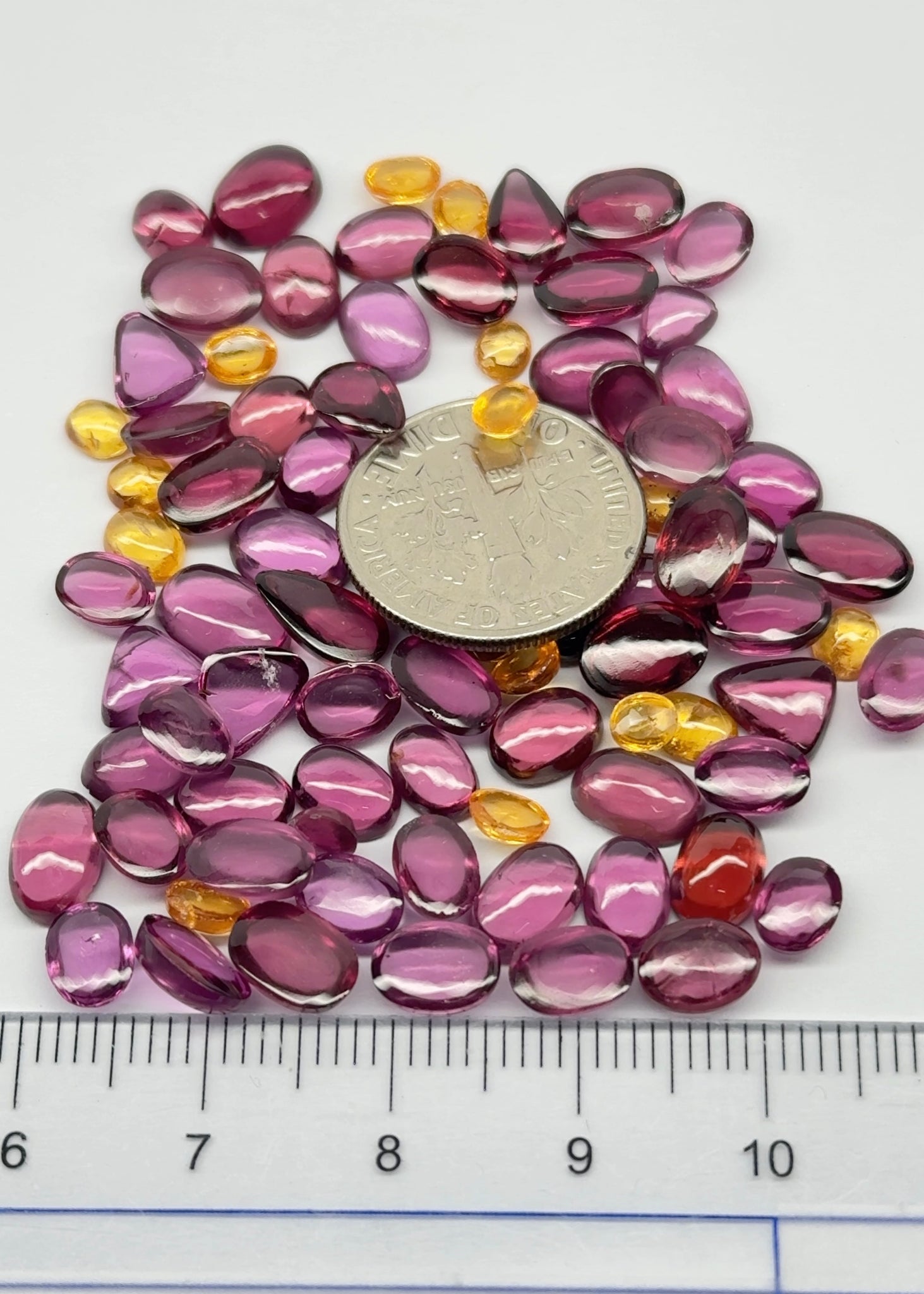 Wholesale Lot Cabochons, Fine Pink Umbalite, Spessartite, Mahenge Garnet Mix, 68.62ct, Tanzania, Untreated Unheated