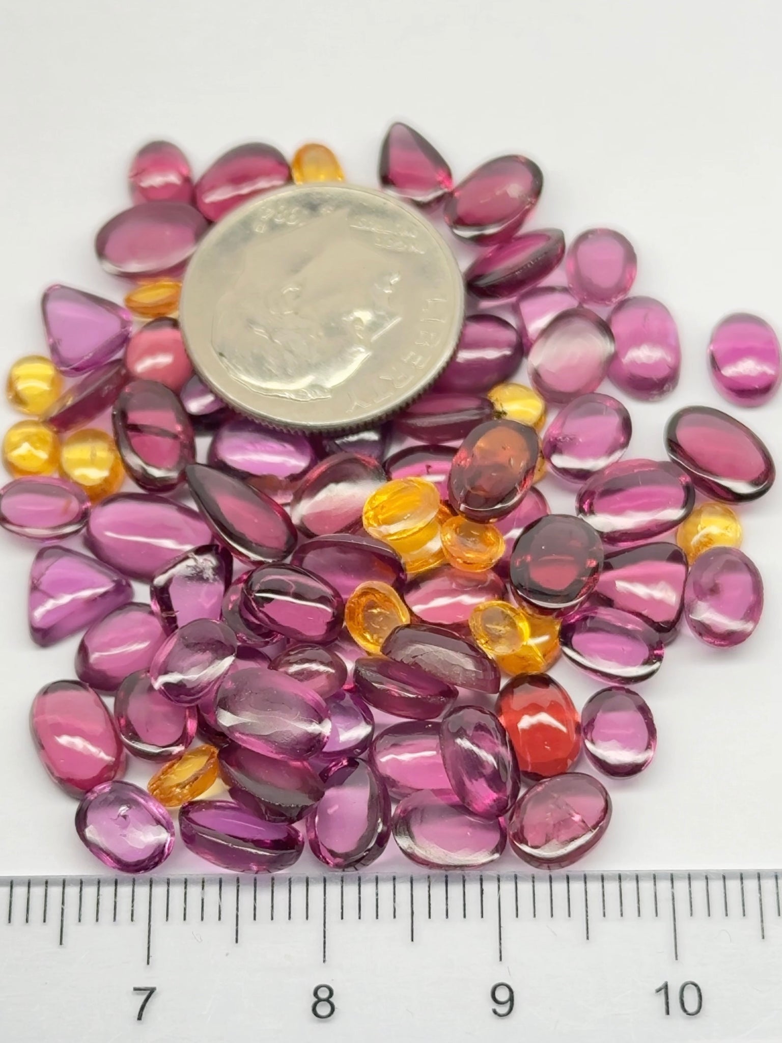 Wholesale Lot Cabochons, Fine Pink Umbalite, Spessartite, Mahenge Garnet Mix, 68.62ct, Tanzania, Untreated Unheated