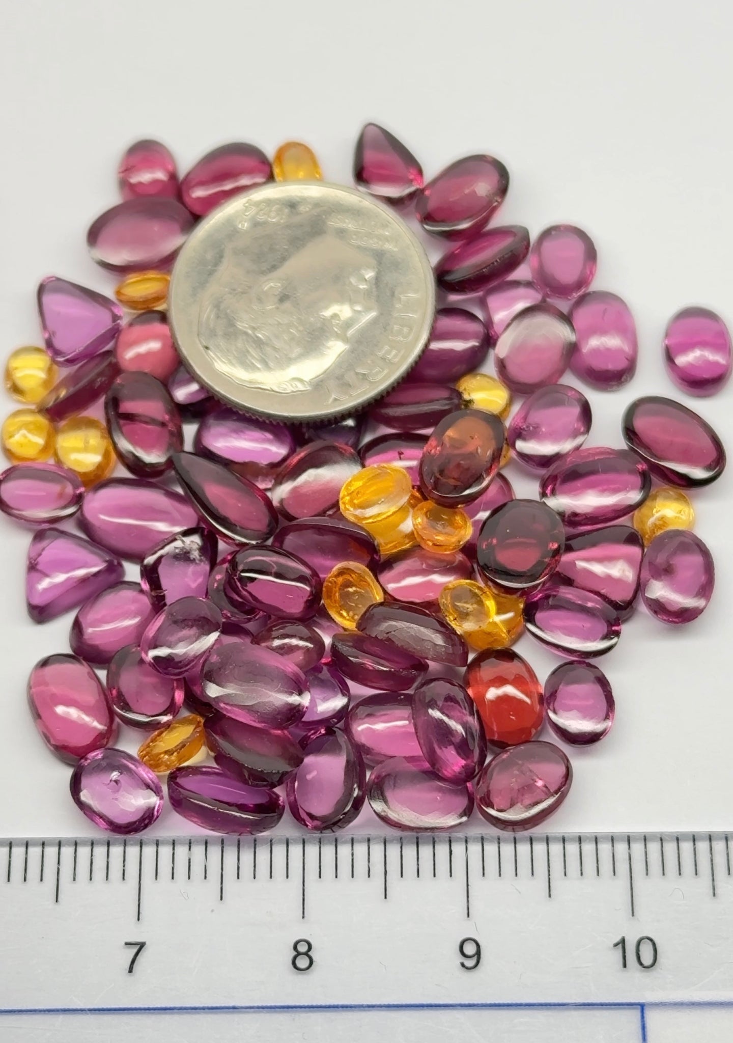 Wholesale Lot Cabochons, Fine Pink Umbalite, Spessartite, Mahenge Garnet Mix, 68.62ct, Tanzania, Untreated Unheated