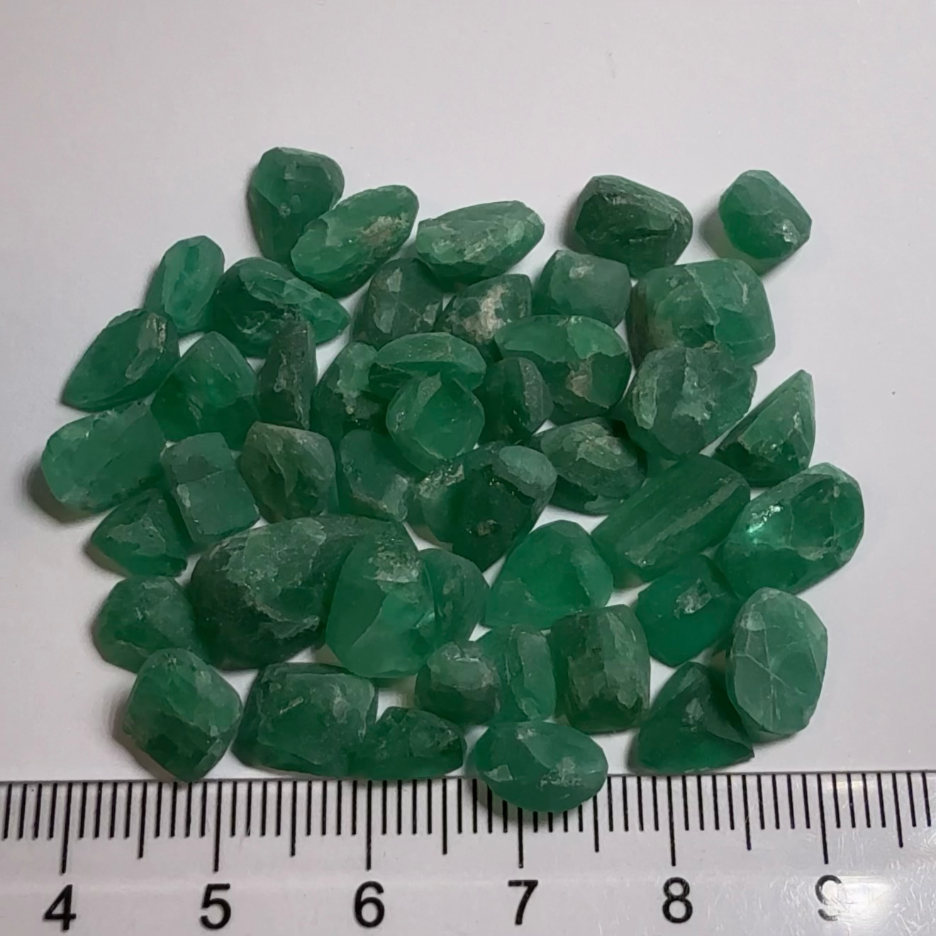 Emerald Preform Lot, 89.28ct, Sumbawanga, Tanzania, Untreated Unheated, no oil, 1.16ct-6.40ct, these are heavily included but a deep saturated colour, with the inclusions probably best to cab, price reflects&nbsp;