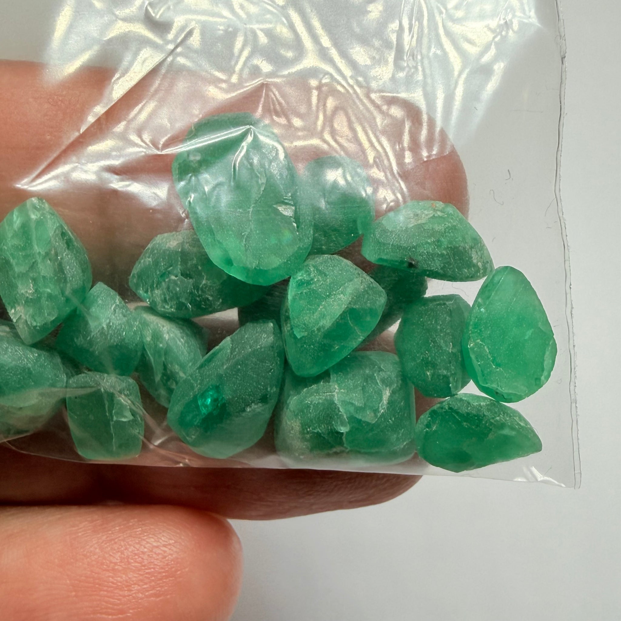 Emerald Preform Lot, 89.28ct, Sumbawanga, Tanzania, Untreated Unheated, no oil, 1.16ct-6.40ct, these are heavily included but a deep saturated colour, with the inclusions probably best to cab, price reflects&nbsp;