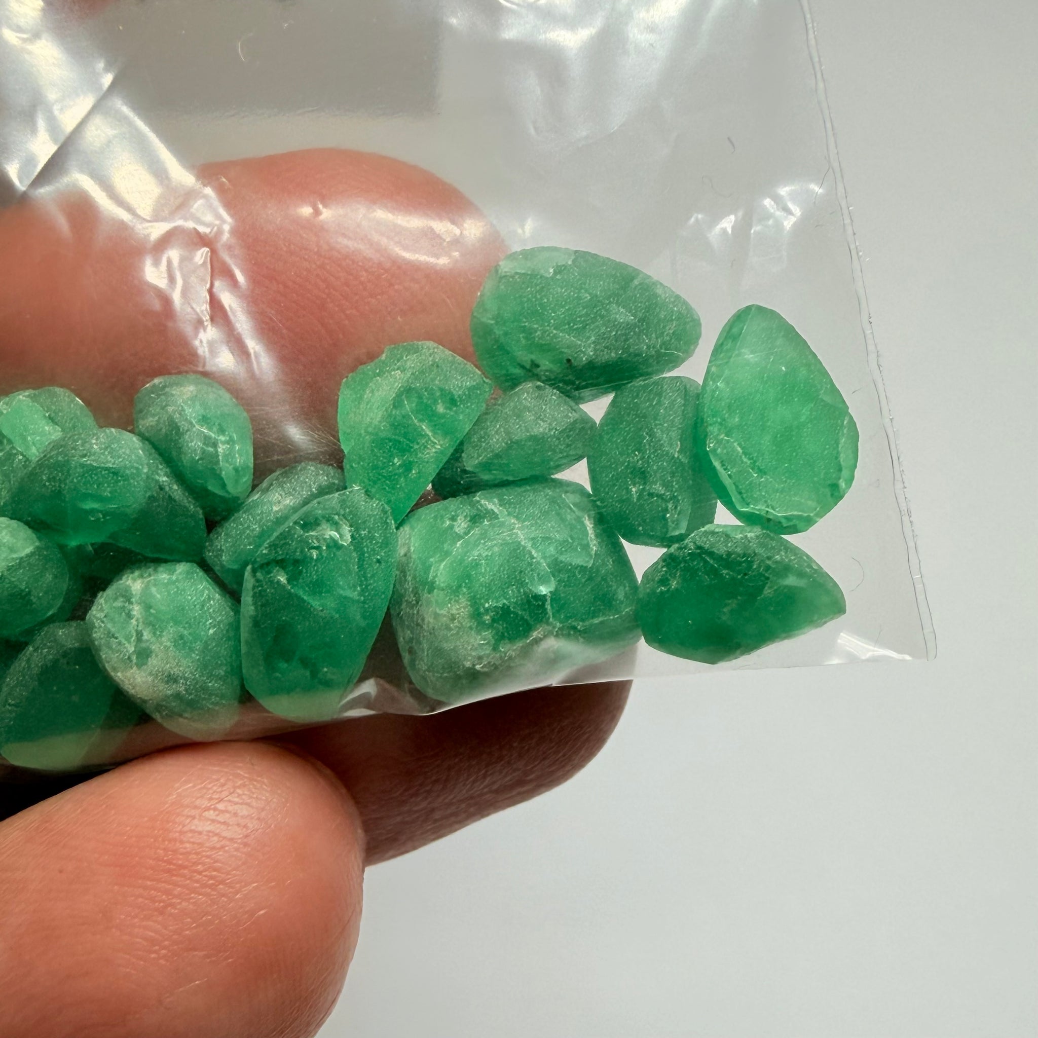 Emerald Preform Lot, 89.28ct, Sumbawanga, Tanzania, Untreated Unheated, no oil, 1.16ct-6.40ct, these are heavily included but a deep saturated colour, with the inclusions probably best to cab, price reflects&nbsp;