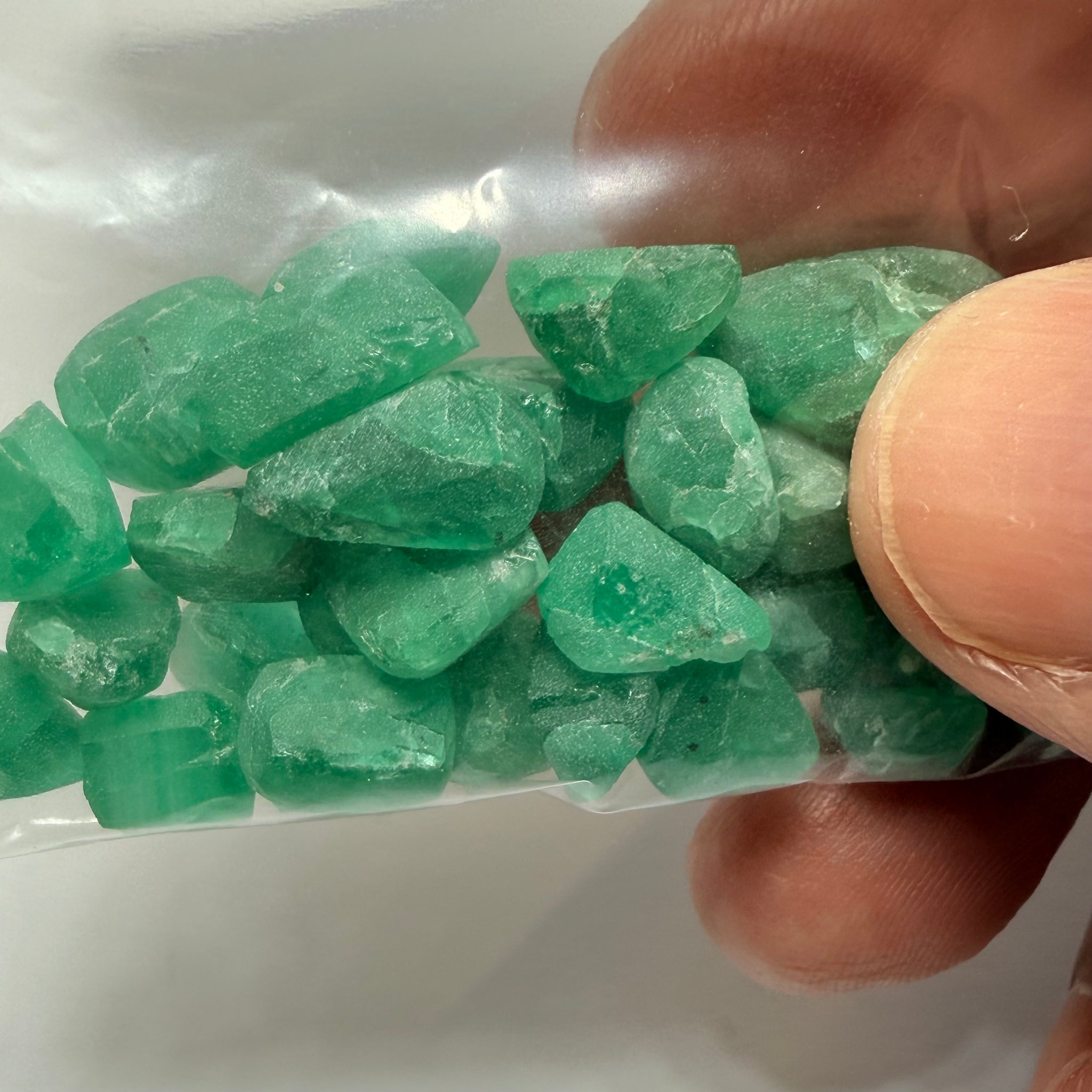 Emerald Preform Lot, 89.28ct, Sumbawanga, Tanzania, Untreated Unheated, no oil, 1.16ct-6.40ct, these are heavily included but a deep saturated colour, with the inclusions probably best to cab, price reflects&nbsp;