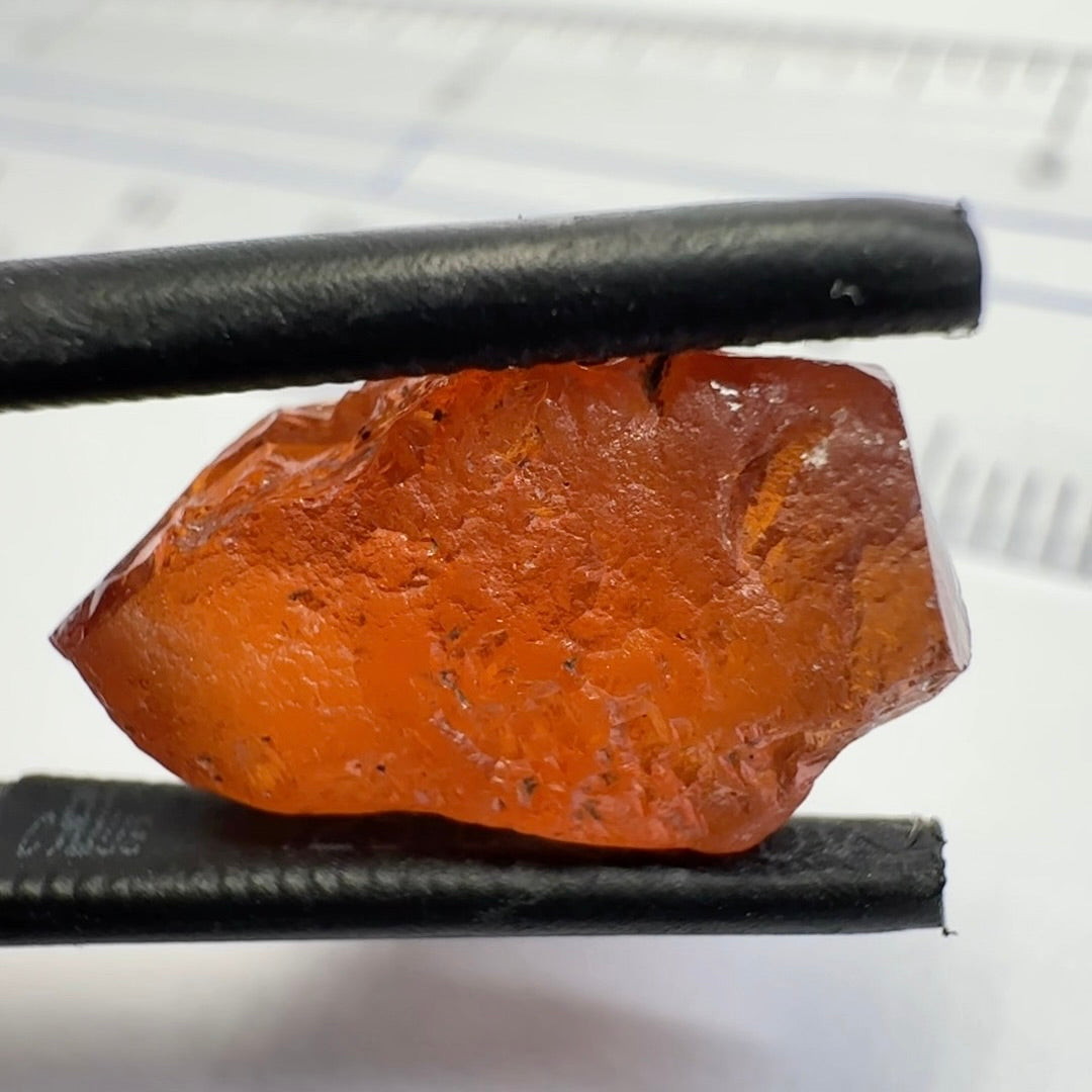 Malaya Garnet, 12.25ct, Super rare size, Tanzania, Untreated Unheated. Just faint parallel silk lines, I have backlit some photos so you can see the silk cannot be seen by the naked eye, very vivid bright colour