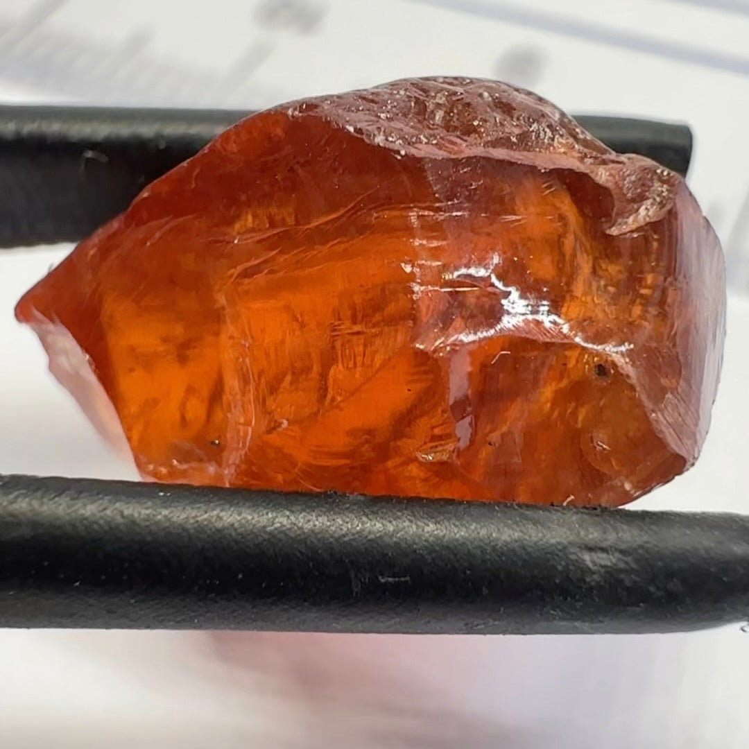 Malaya Garnet, 12.25ct, Super rare size, Tanzania, Untreated Unheated. Just faint parallel silk lines, I have backlit some photos so you can see the silk cannot be seen by the naked eye, very vivid bright colour