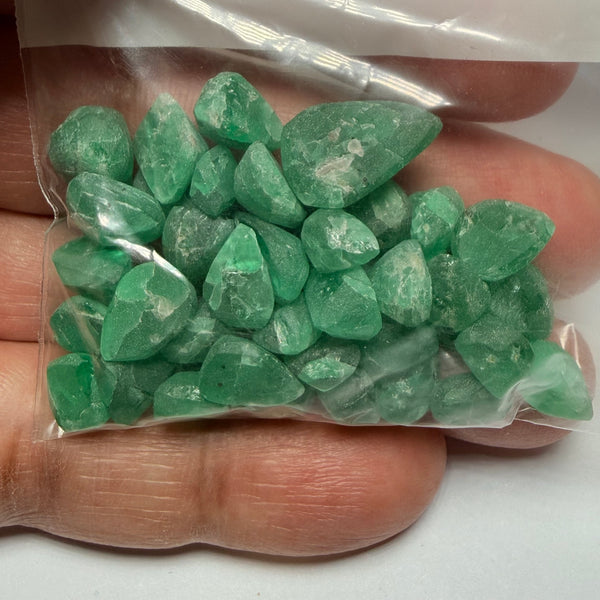 Emerald Preform Lot, 89.28ct, Sumbawanga, Tanzania, Untreated Unheated, no oil, 1.16ct-6.40ct, these are heavily included but a deep saturated colour, with the inclusions probably best to cab, price reflects&nbsp;