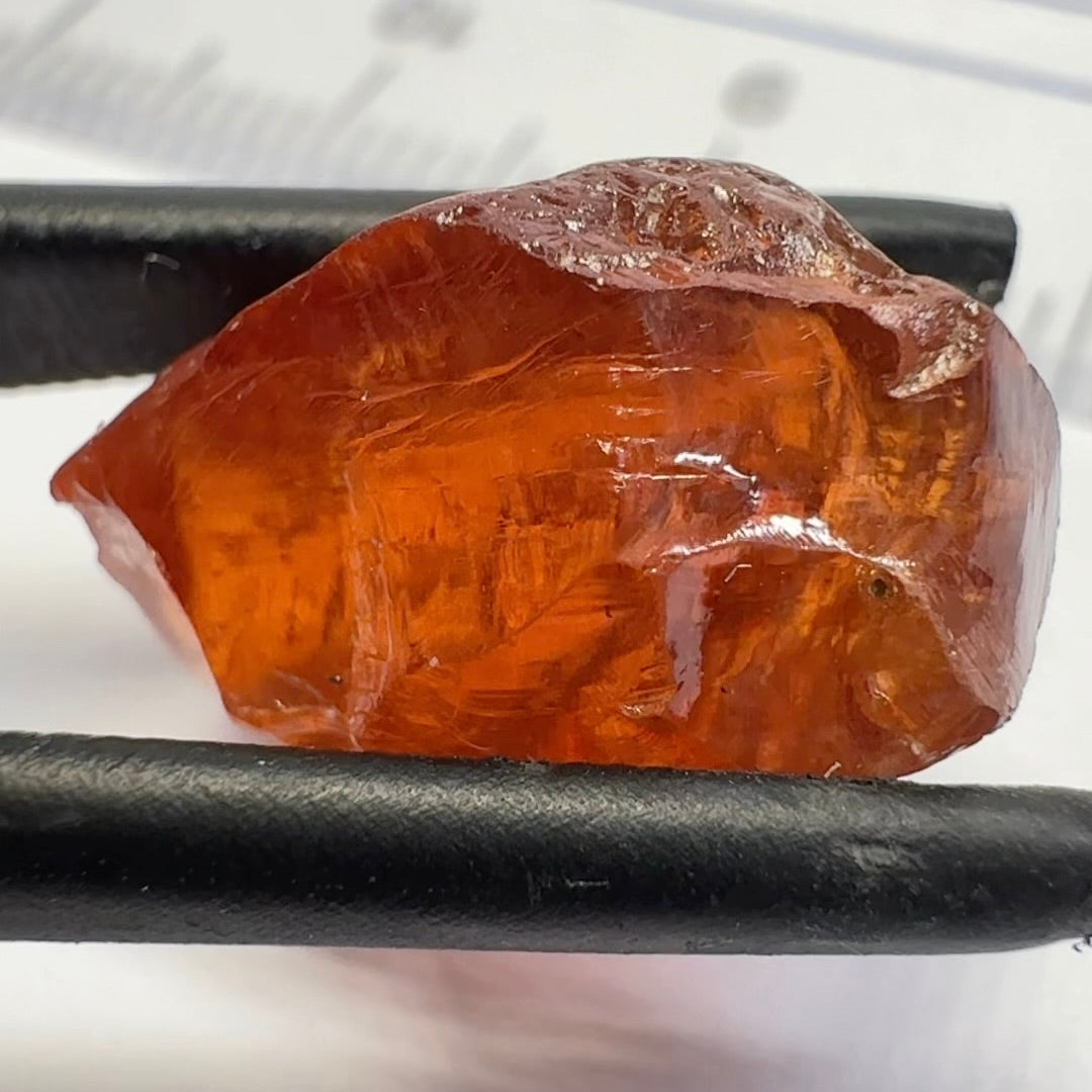 Malaya Garnet, 12.25ct, Super rare size, Tanzania, Untreated Unheated. Just faint parallel silk lines, I have backlit some photos so you can see the silk cannot be seen by the naked eye, very vivid bright colour