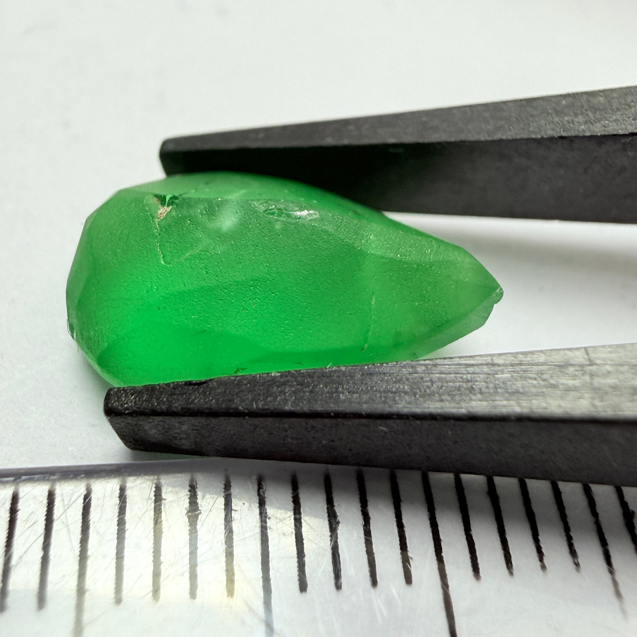 Tsavorite Garnet preform, 5.23ct, Tanzania, Untreated Unheated, has inclusions, see the multiple videos so you can understand the inclusion positioning correctly